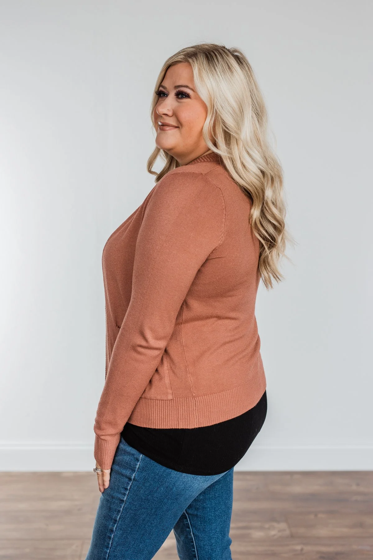Without A Doubt Cardigan- Dusty Brick - Image 6