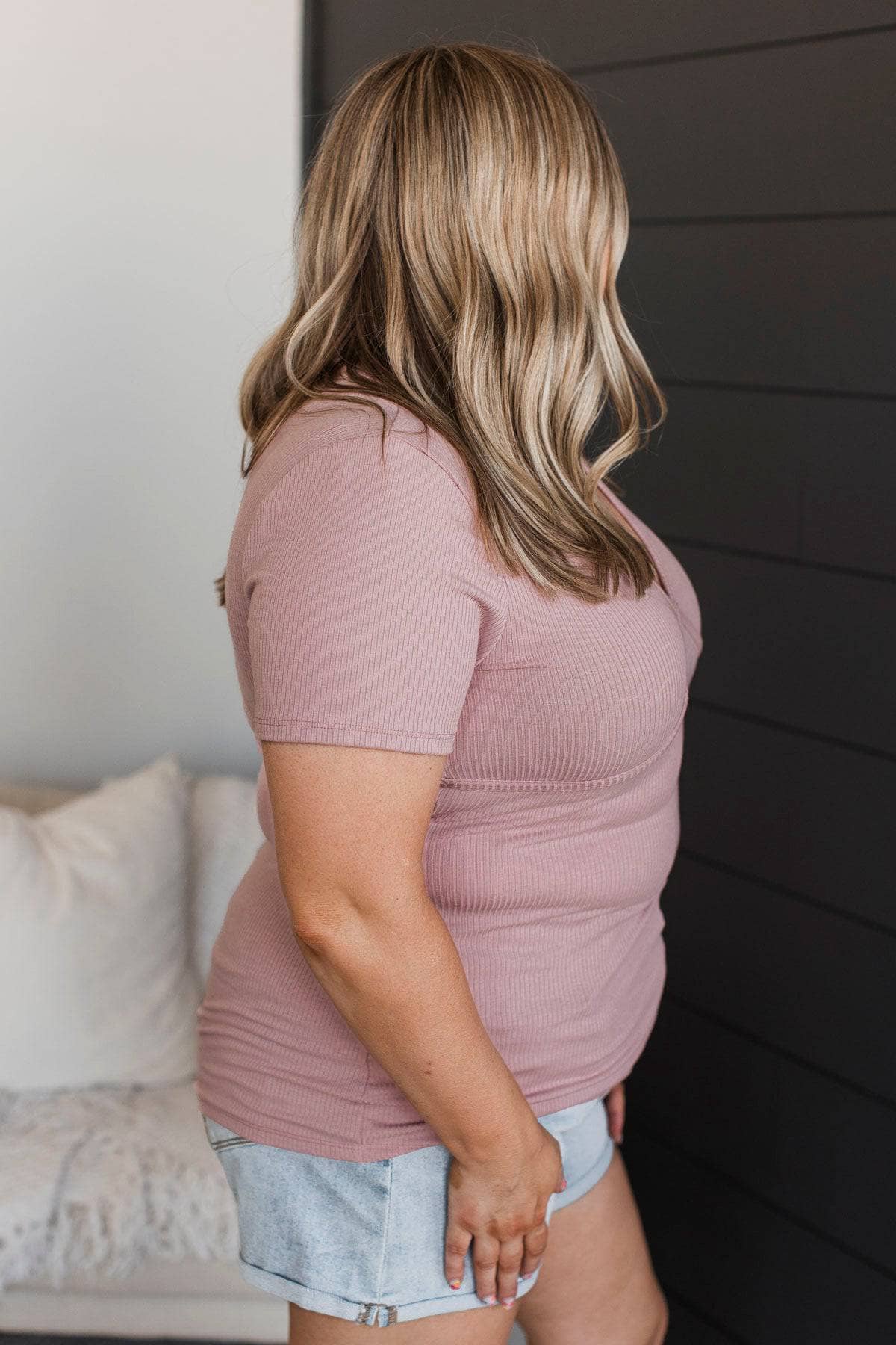 Without Limits Short Sleeve Top- Dusty Pink - Image 4