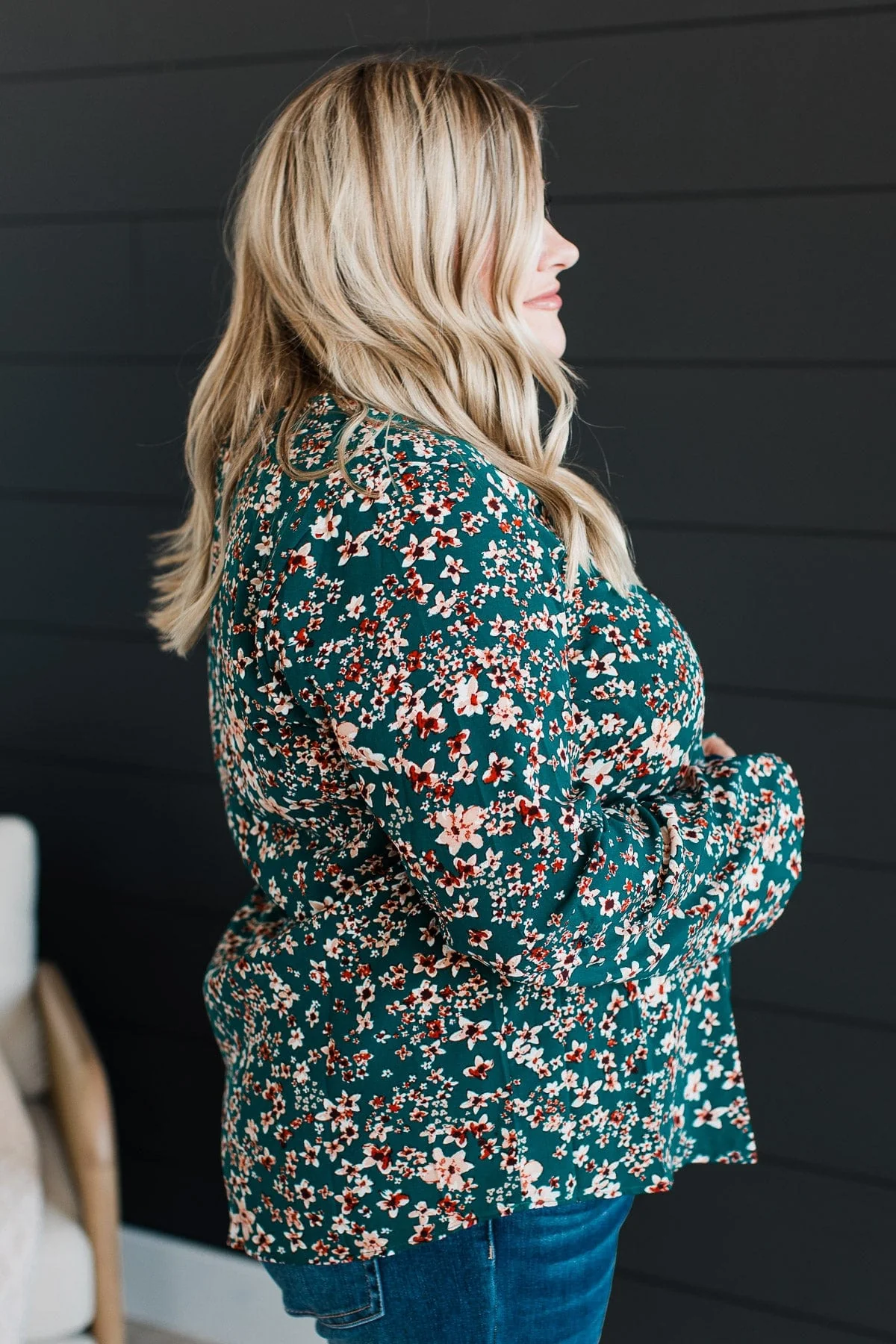 Won My Heart Floral Blouse- Hunter Green - Image 5