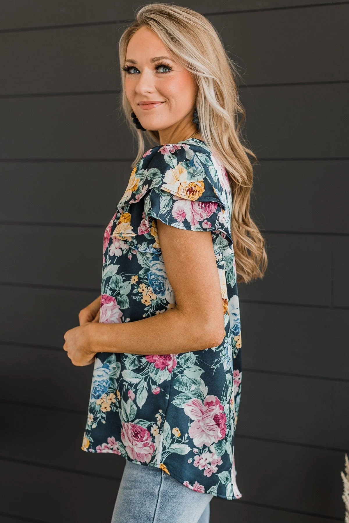 Wonderful Ways Floral Top- Navy - Image 6