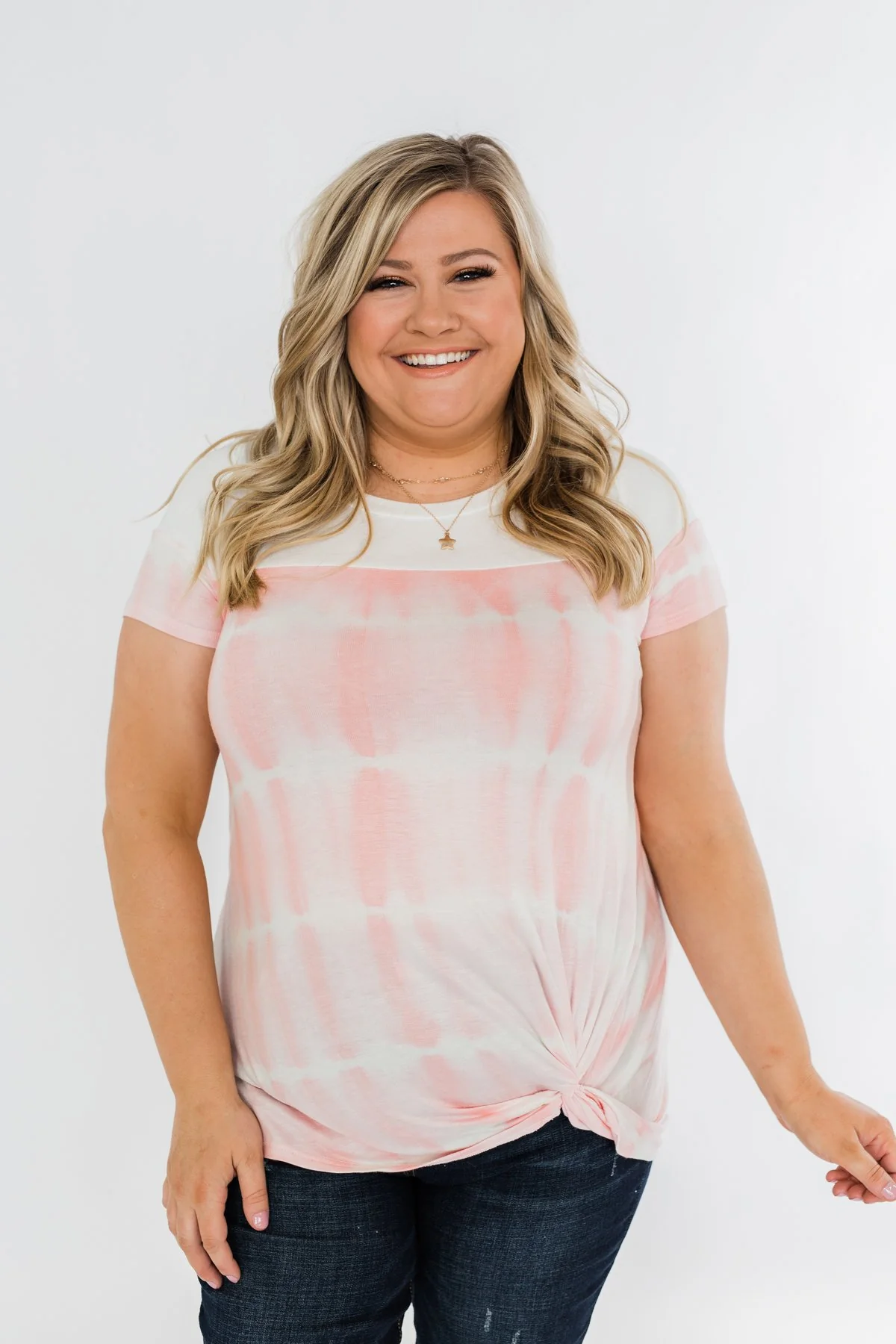 Wondering About Us Front Twist Top- Pink & Ivory - Image 3