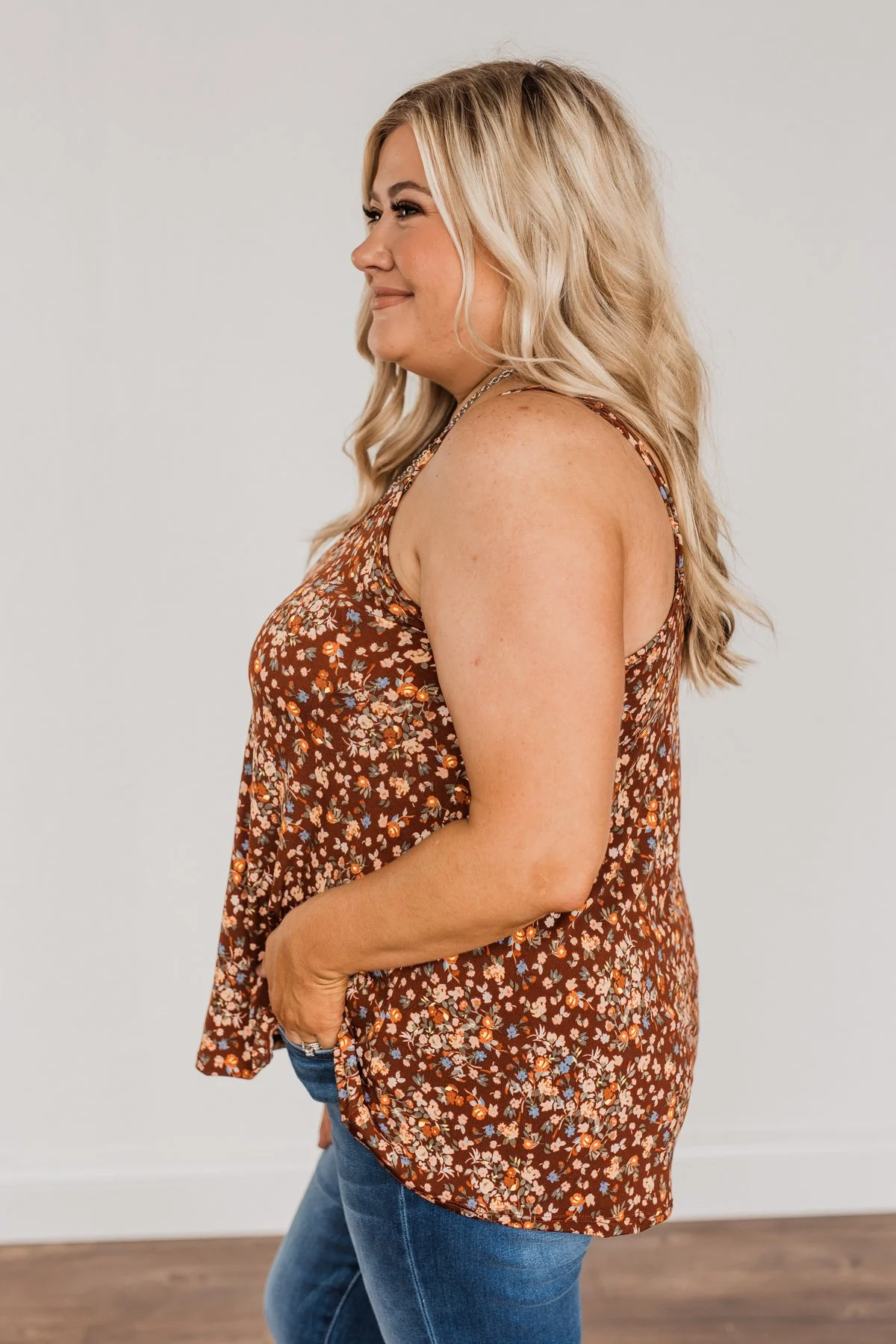 Wondering About You Floral Tank Top- Dark Rust - Image 7