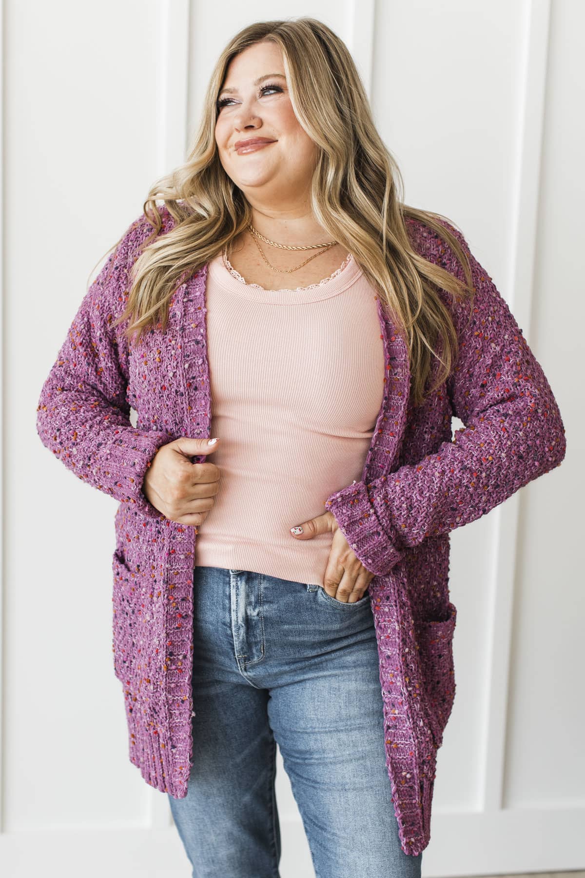 Wondrous Feelings Popcorn Cardigan- Dusty Mauve - Image 4