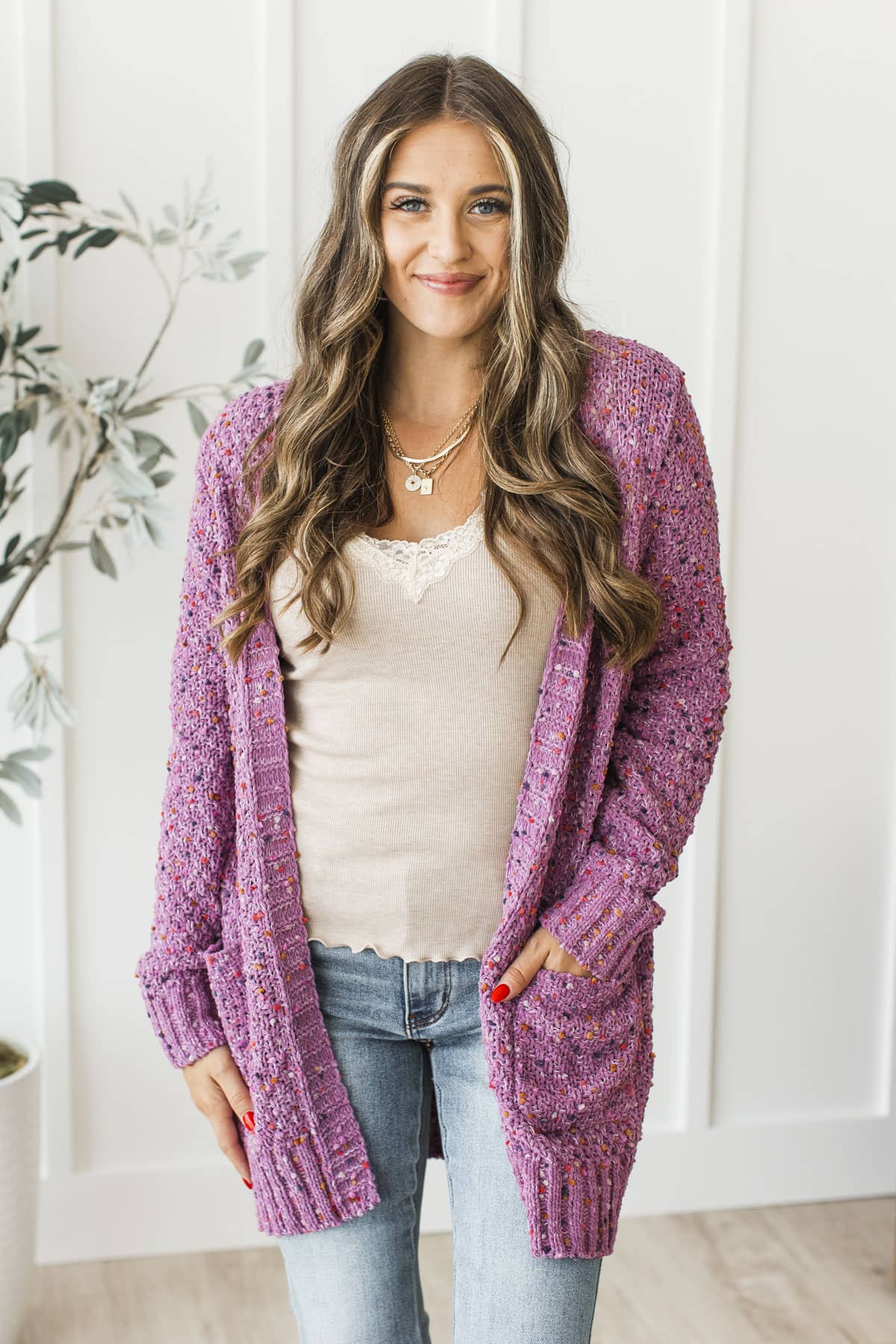Wondrous Feelings Popcorn Cardigan- Dusty Mauve - Image 6