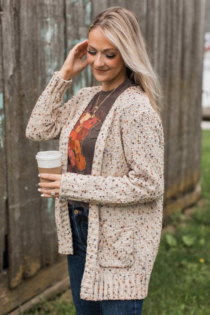 Wondrous Feelings Popcorn Cardigan- Oatmeal - Image 3
