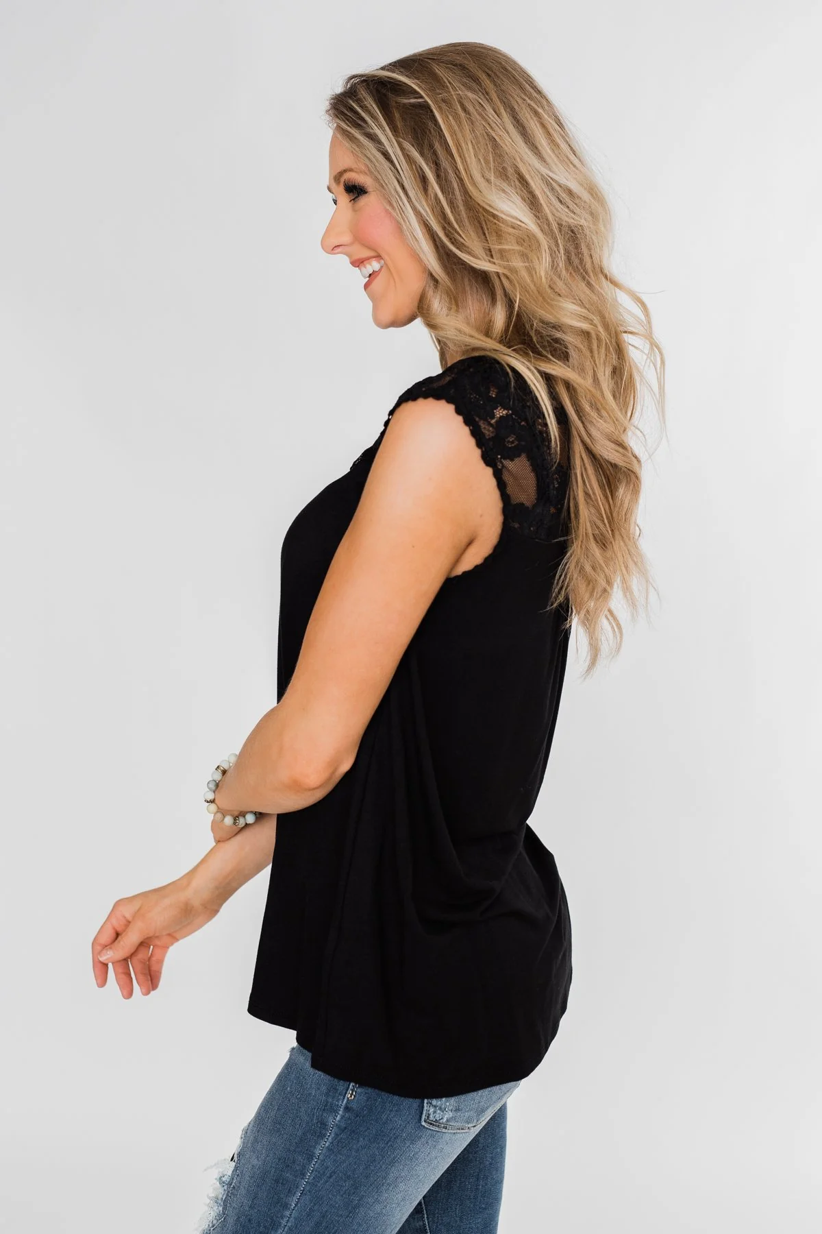 Won't Let You Go Lace Detail Top- Black - Image 10