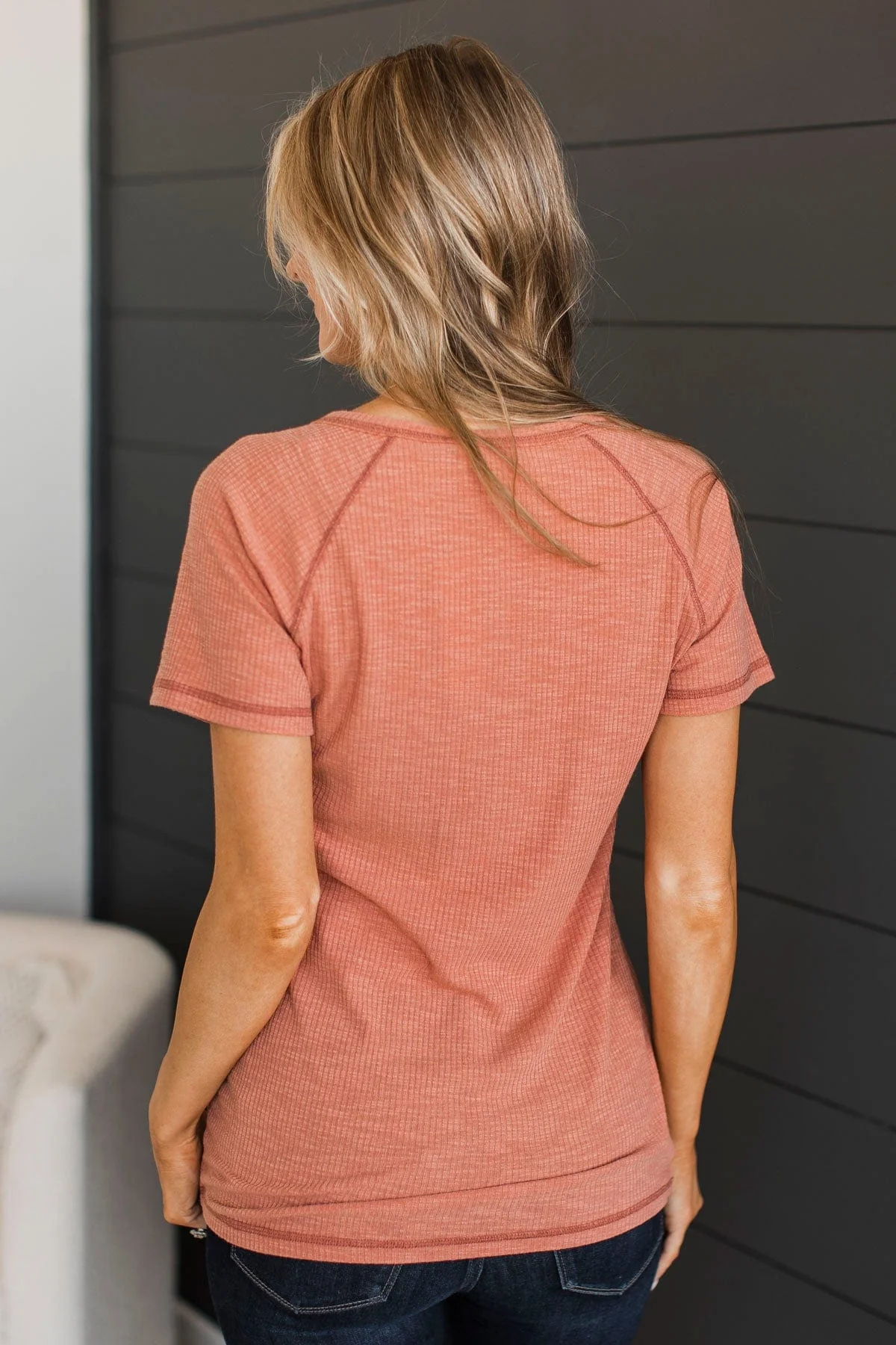 Word Around Town Knit Top- Dark Peach - Image 6
