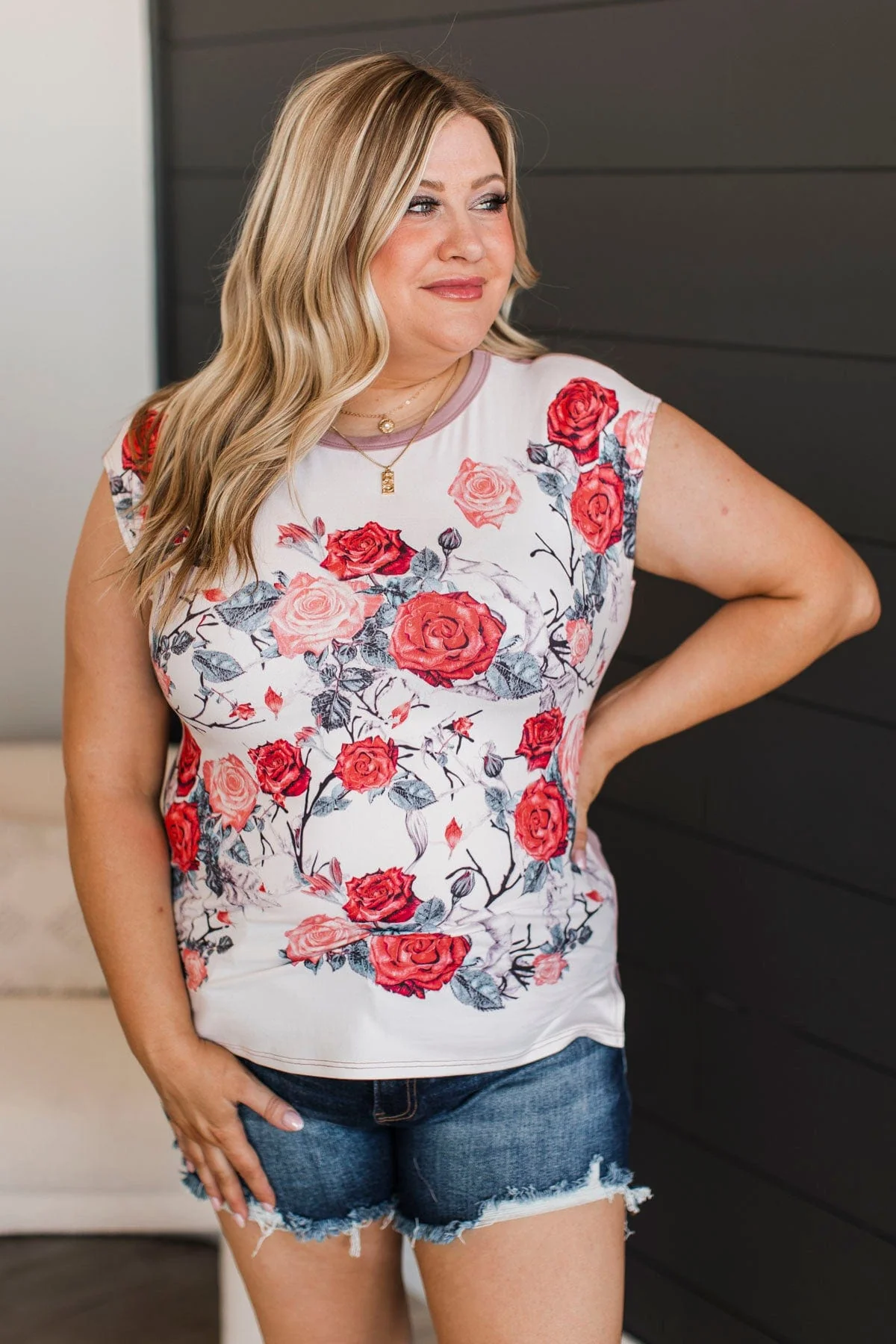 Words I Love To Hear Floral Top- Ivory & Mauve - Image 4