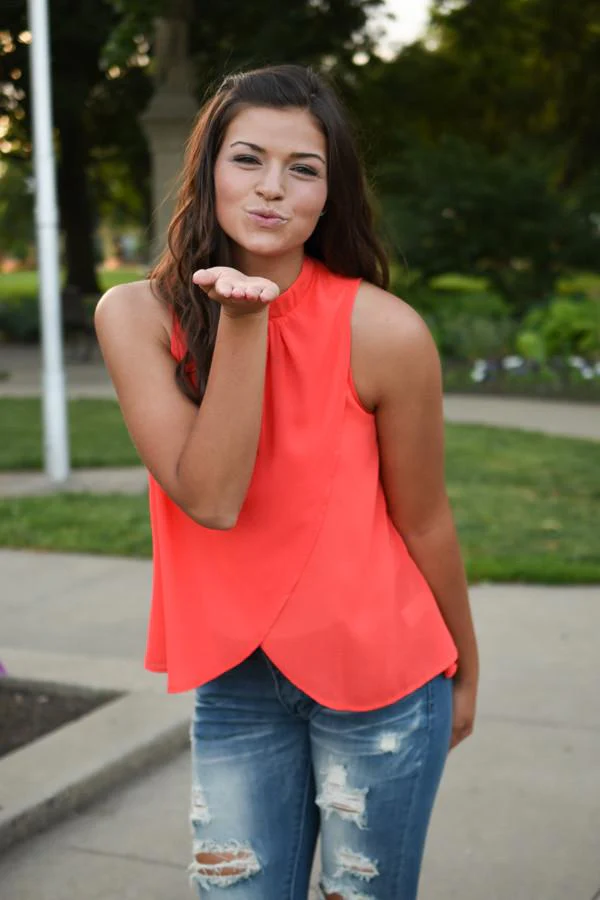 Work From Home Sleeveless Blouse ~ Red - Image 3