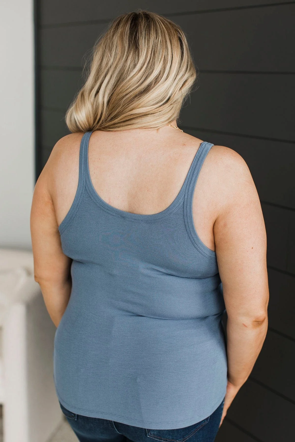 Work Up The Nerve Tank Top- Slate Blue - Image 7