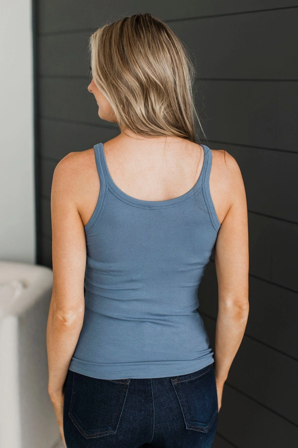 Work Up The Nerve Tank Top- Slate Blue - Image 8