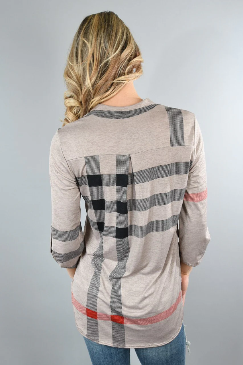 Working From 9-5 Top - Grey & Tan - Image 6