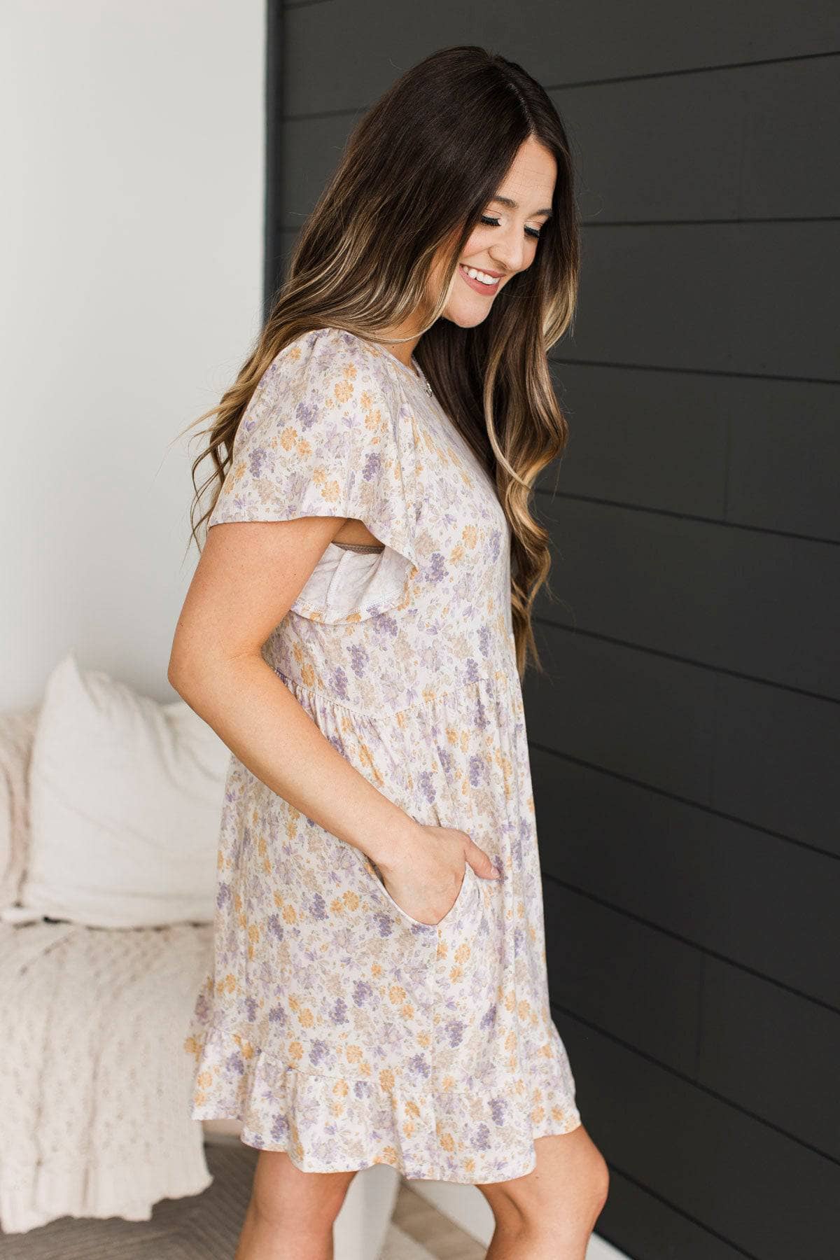 Working Towards Excellence Floral Dress- Ivory - Image 4