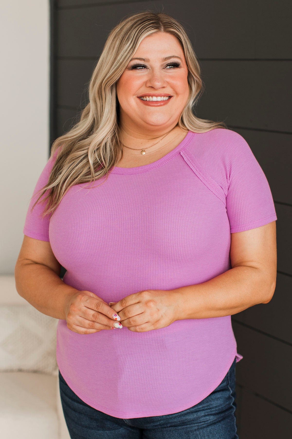 World Of My Own Short Sleeve Top- Orchid - Image 3