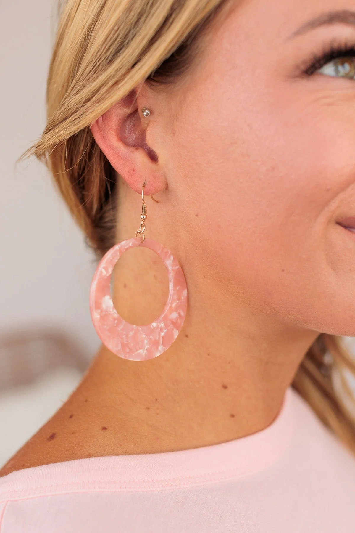 World Of Our Own Dangle Earrings- Pink - Image 3