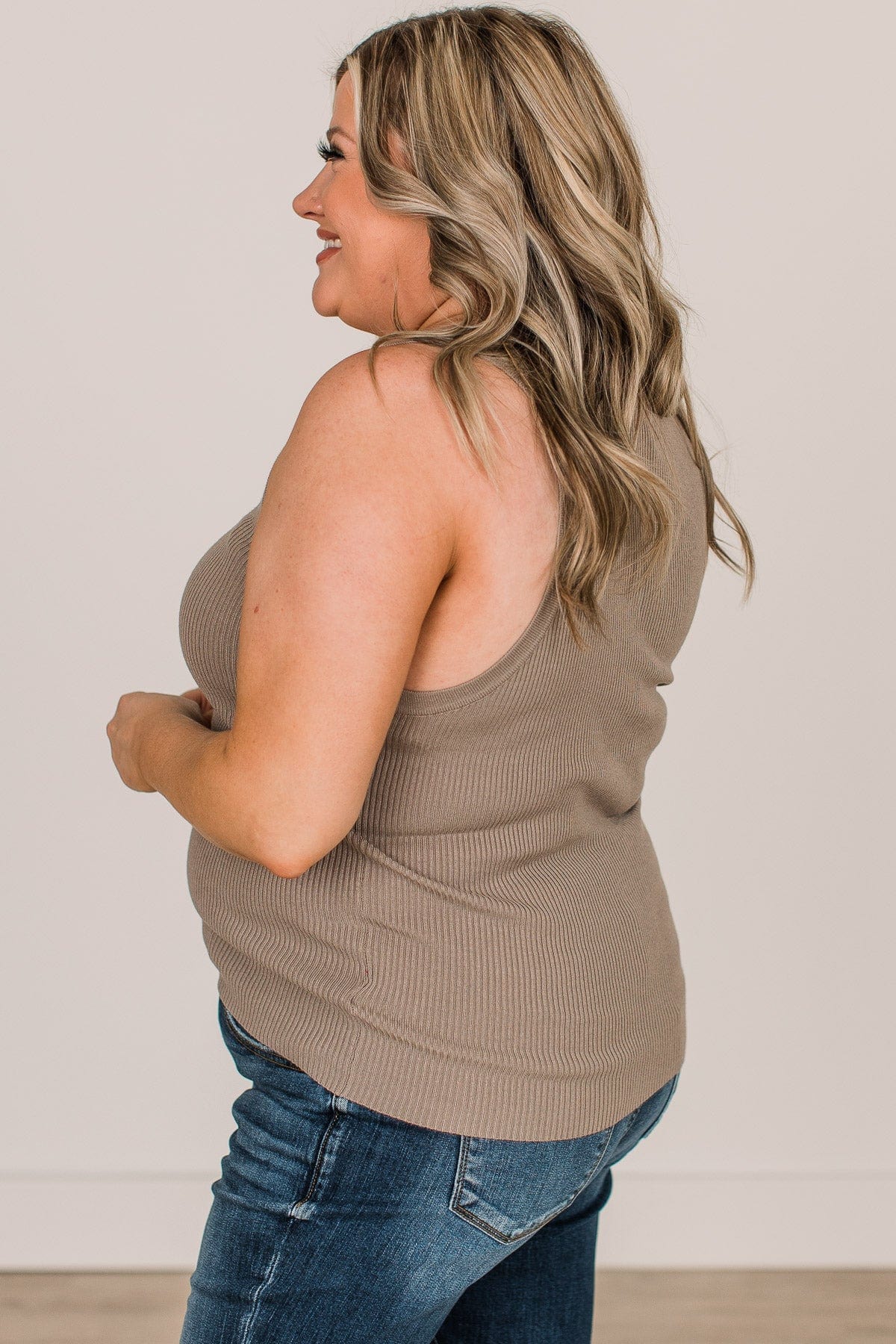 Worth A Shot Ribbed Knit Tank Top- Dusty Olive - Image 7