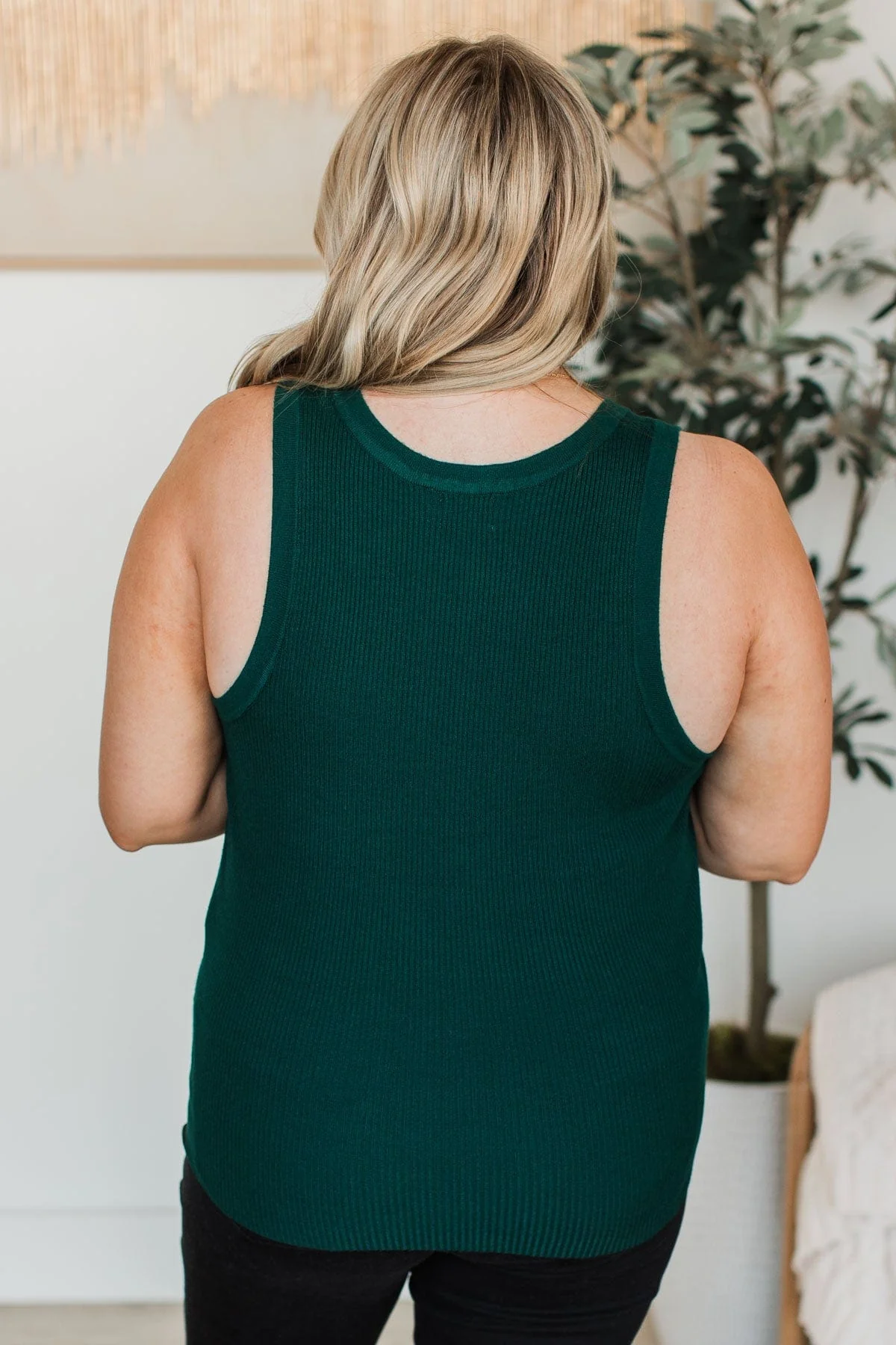 Worth A Shot Ribbed Knit Tank Top- Forest Green - Image 10