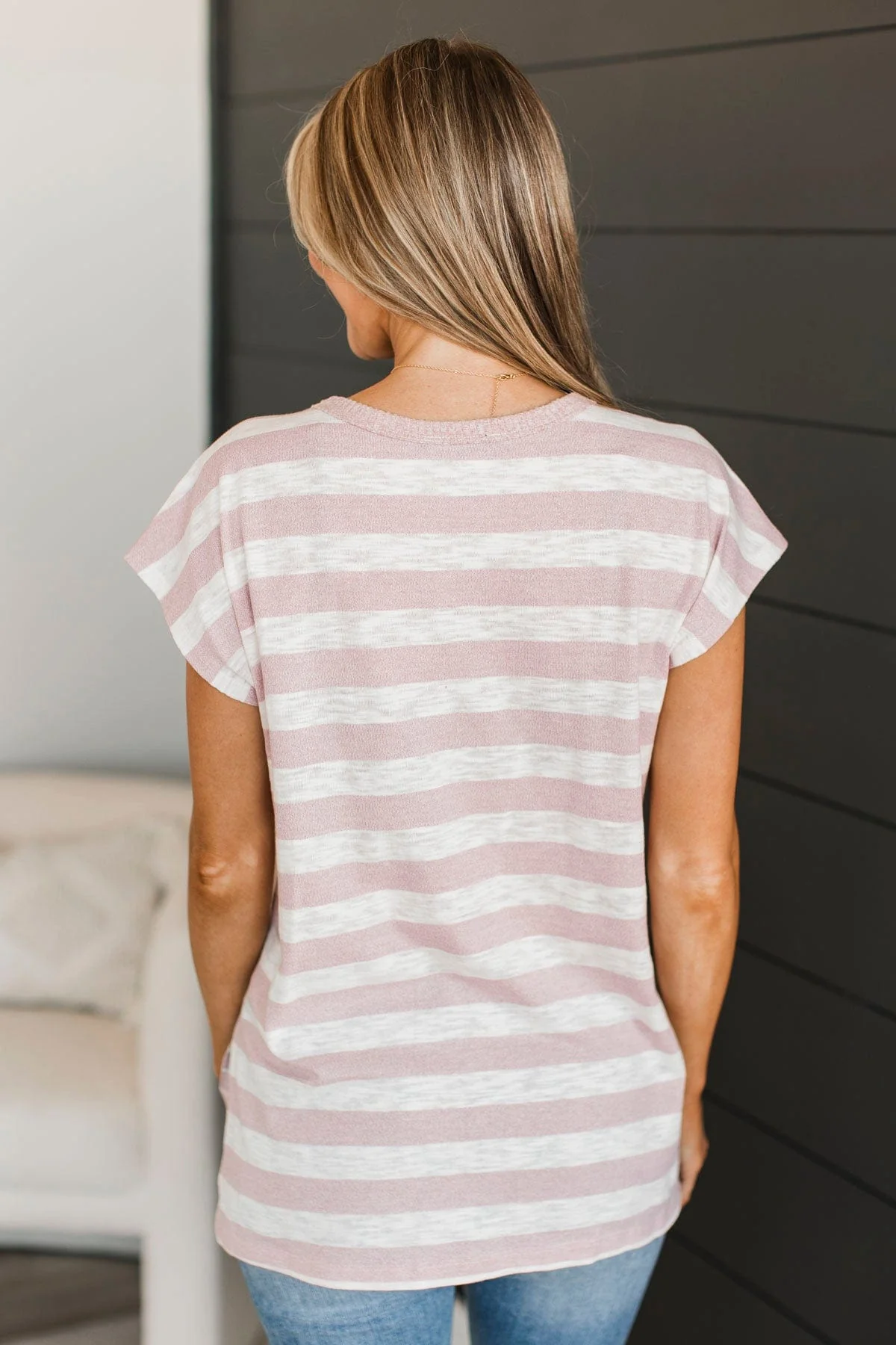 Worth The Hustle Striped Top- Blush - Image 6