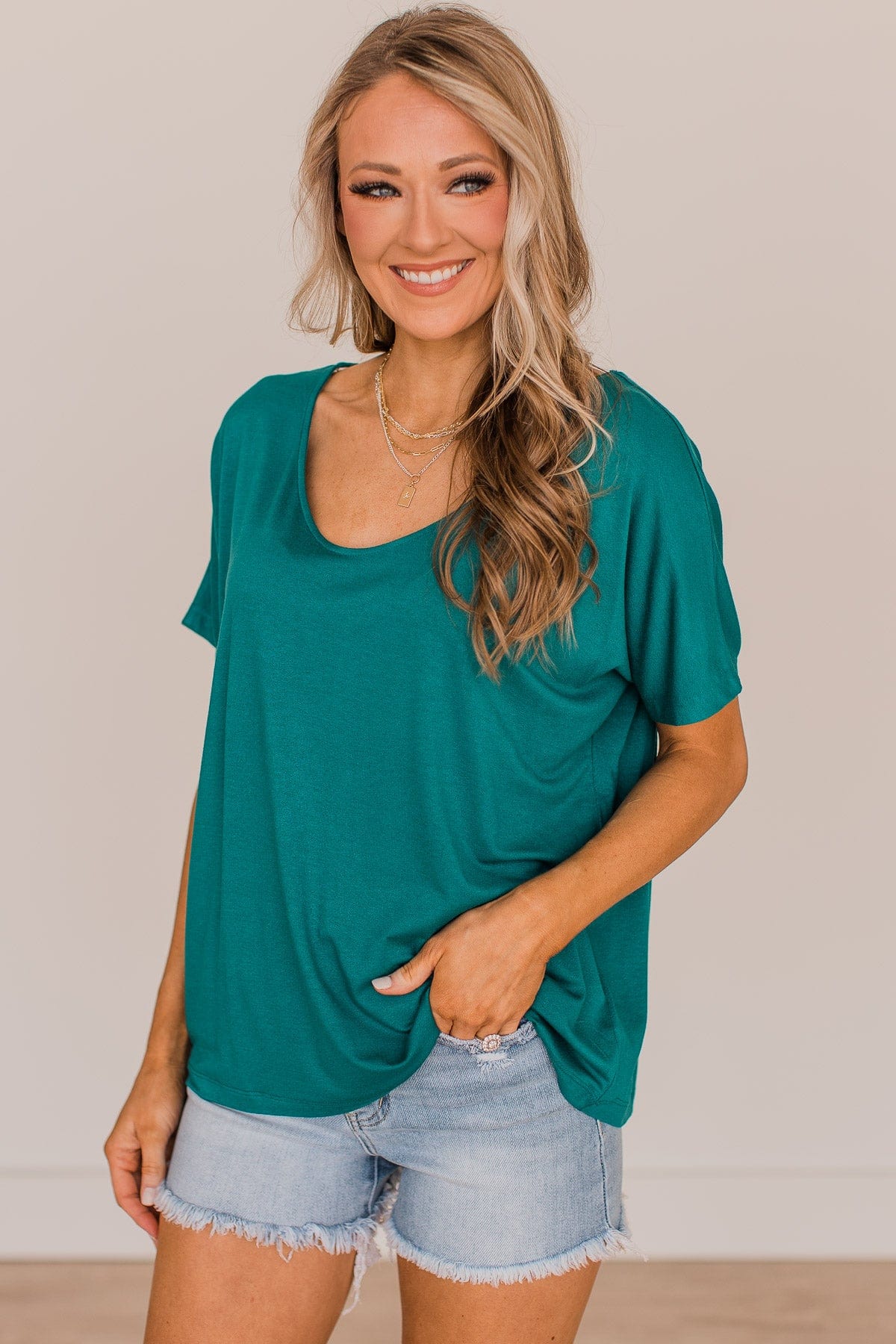Worth While Short Sleeve Top- Dark Teal - Image 2