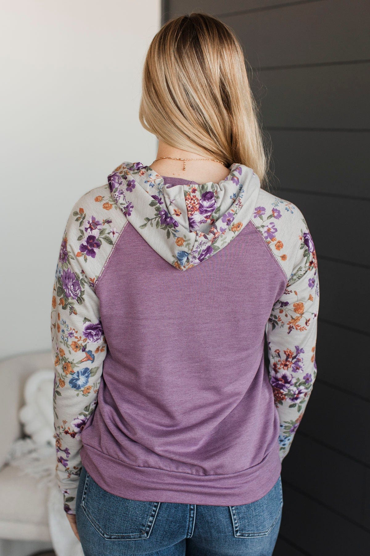 Worth Working For Hooded Raglan Top- Lavender - Image 8