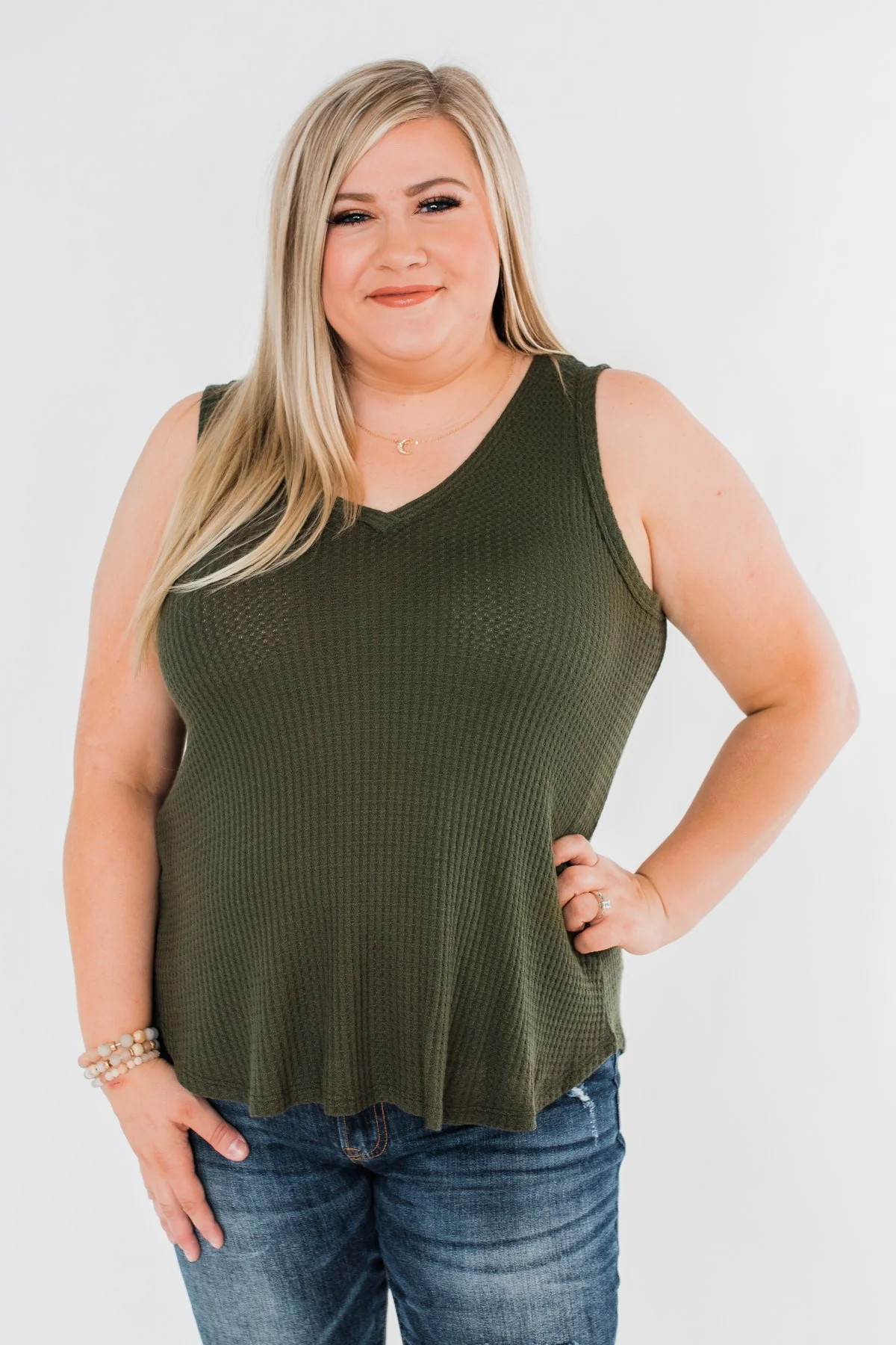 Wouldn't Trade It For Anything Tank Top- Dark Olive - Image 4