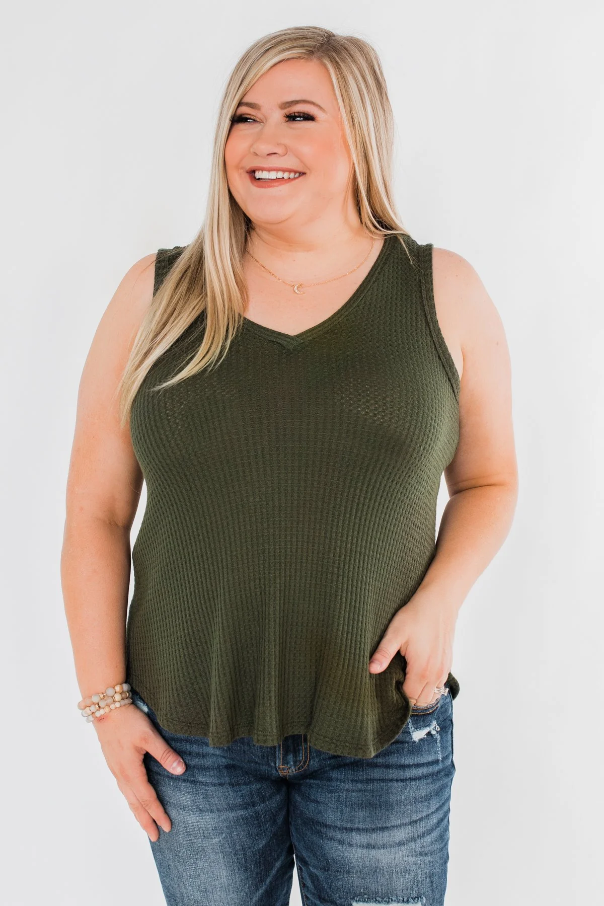 Wouldn't Trade It For Anything Tank Top- Dark Olive - Image 6
