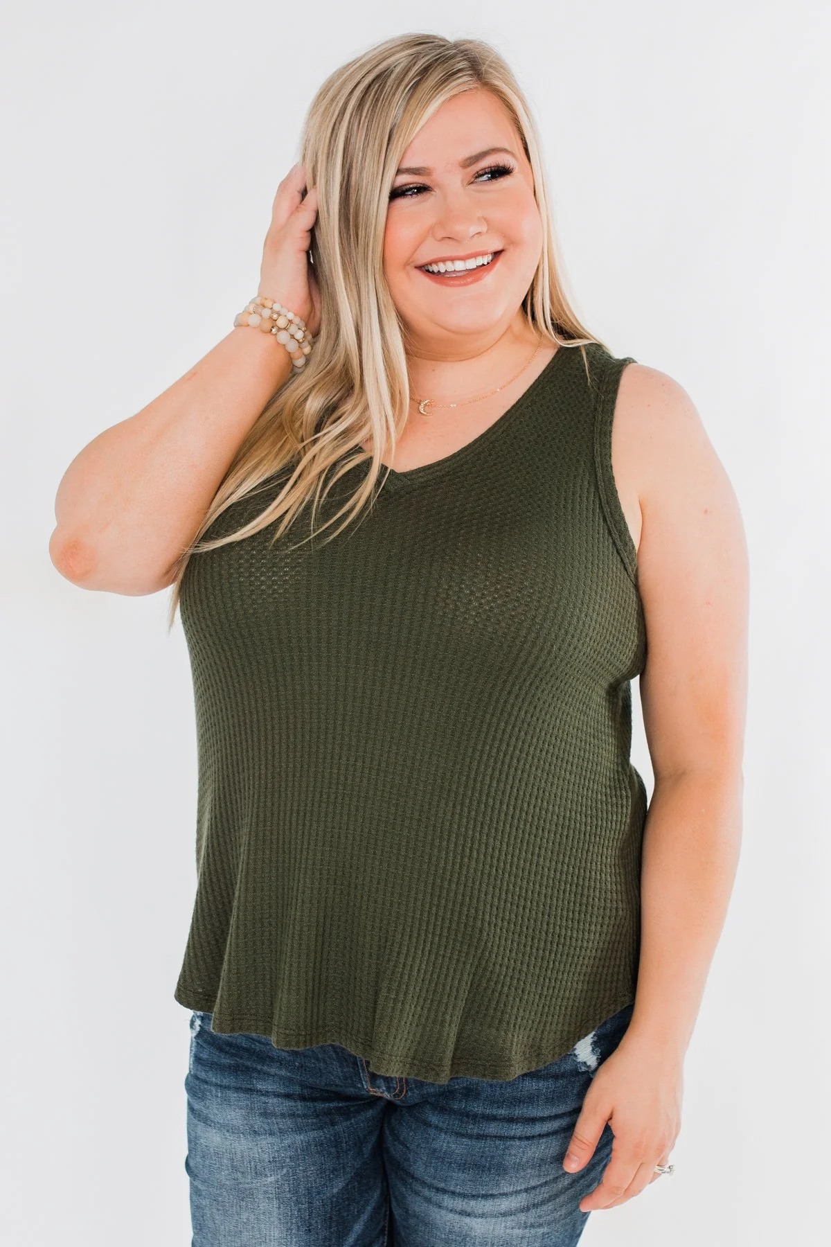 Wouldn't Trade It For Anything Tank Top- Dark Olive - Image 8
