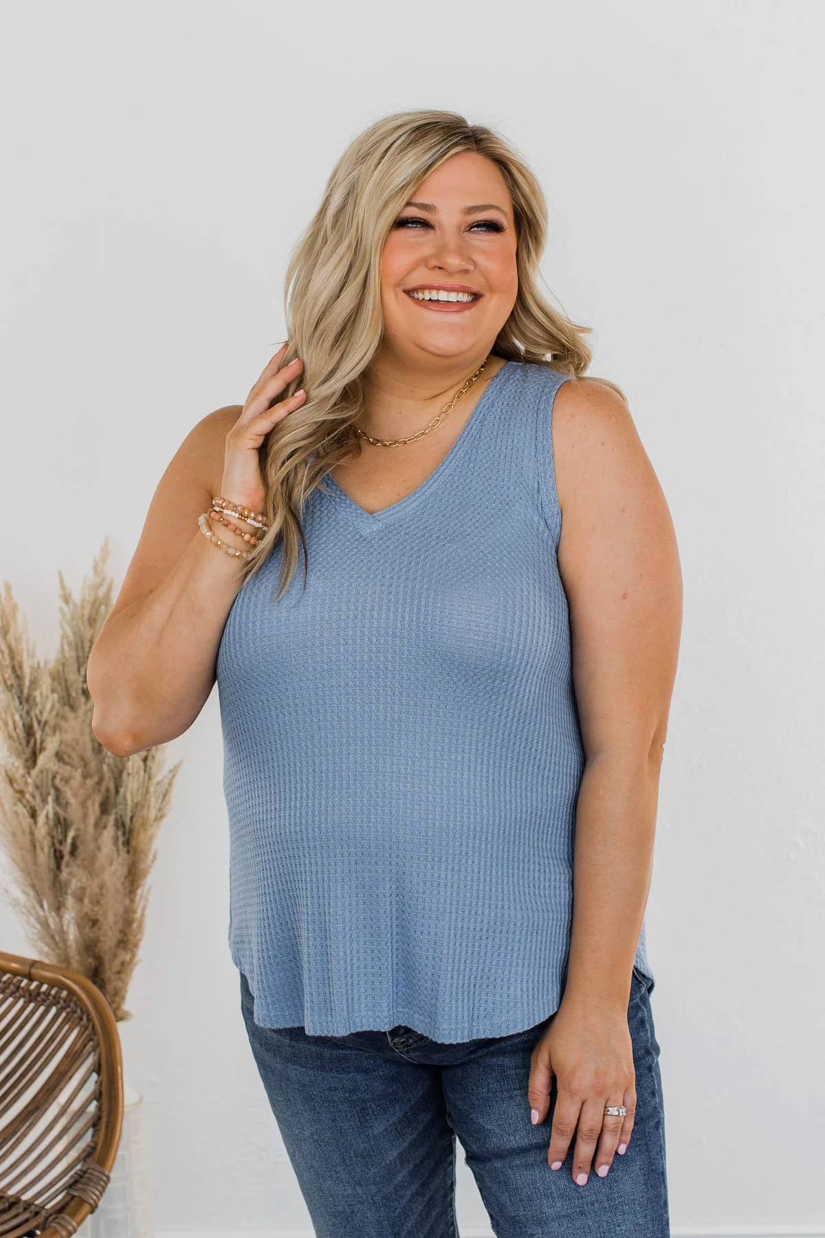 Wouldn't Trade It For Anything Tank Top- Dusty Blue - Image 6