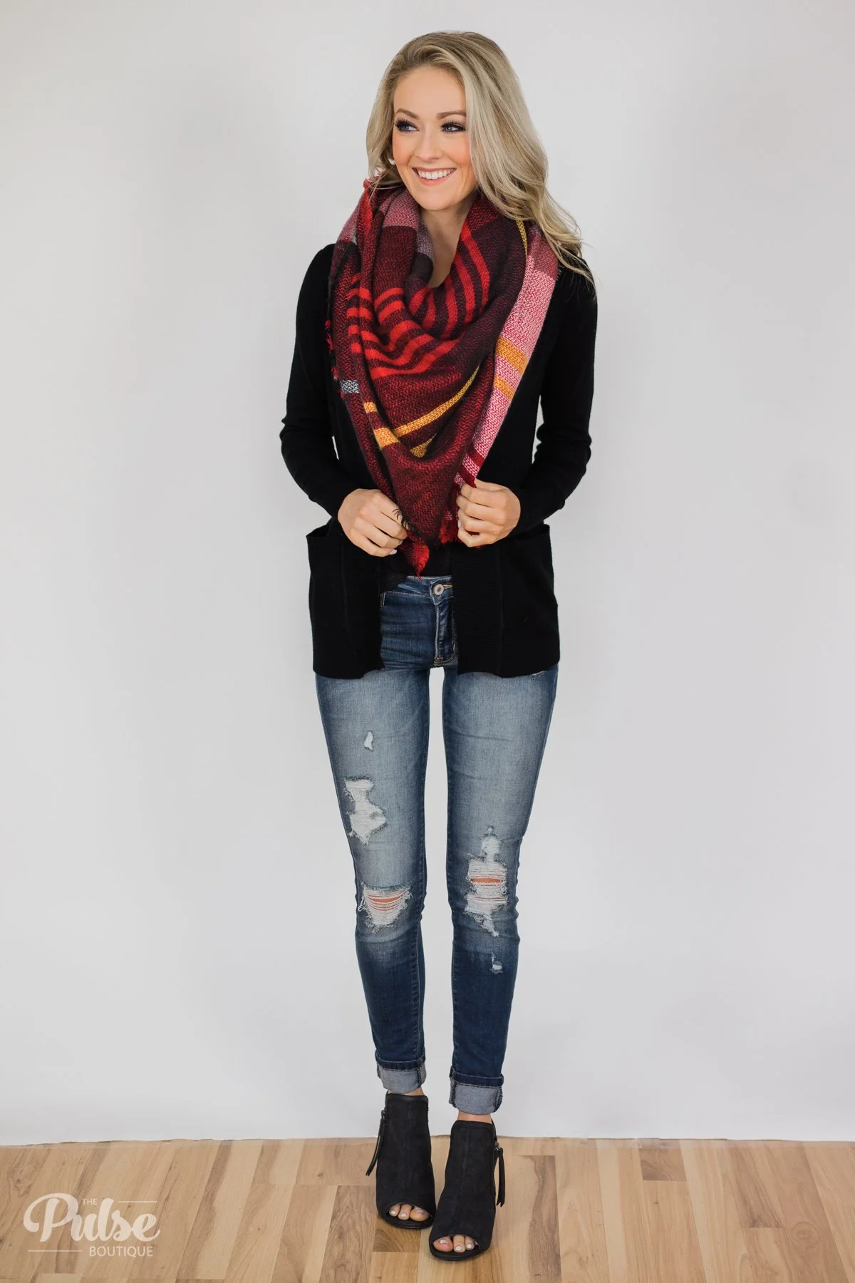 Wrap Around Me Blanket Scarf- Red - Image 2
