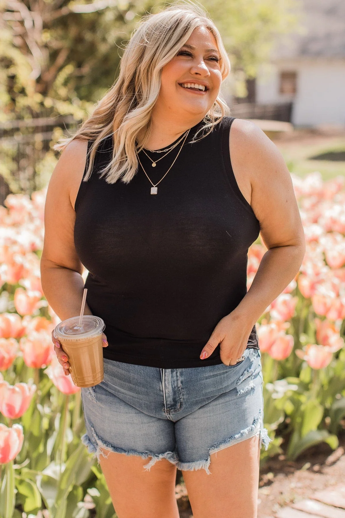 Wrapped Around My Finger Knit Tank Top- Black - Image 2