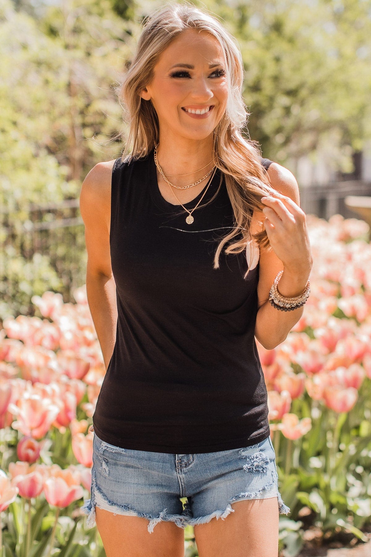 Wrapped Around My Finger Knit Tank Top- Black - Image 3