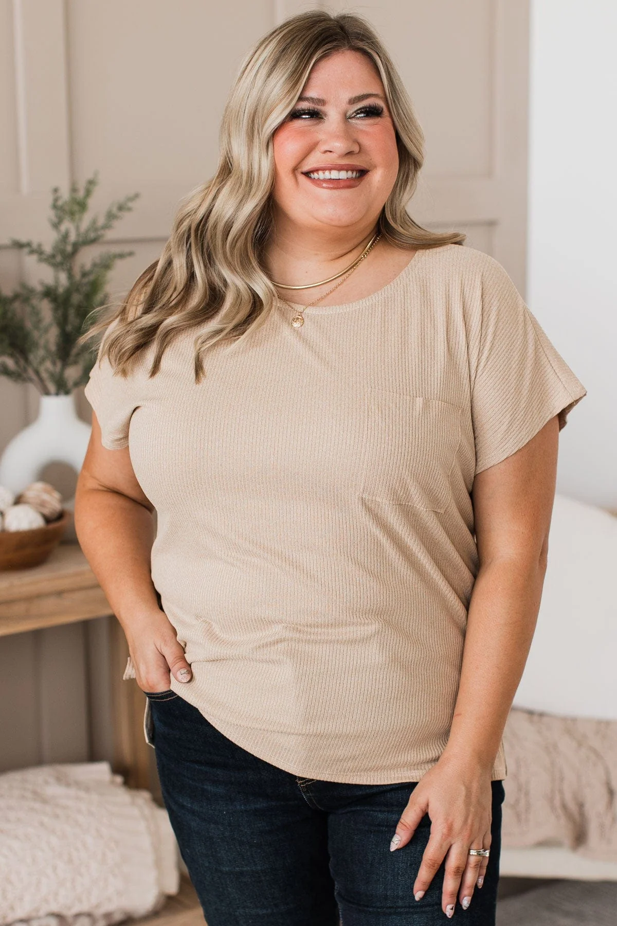 Wrapped Around Your Finger Knit Top- Oatmeal - Image 3
