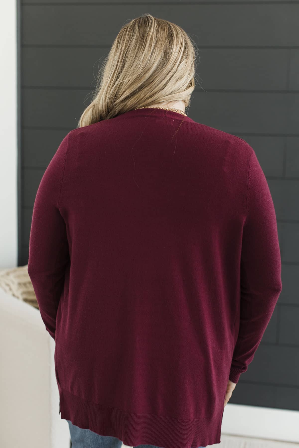Wrapped In Comfort Open Front Cardigan- Wine Red - Image 7