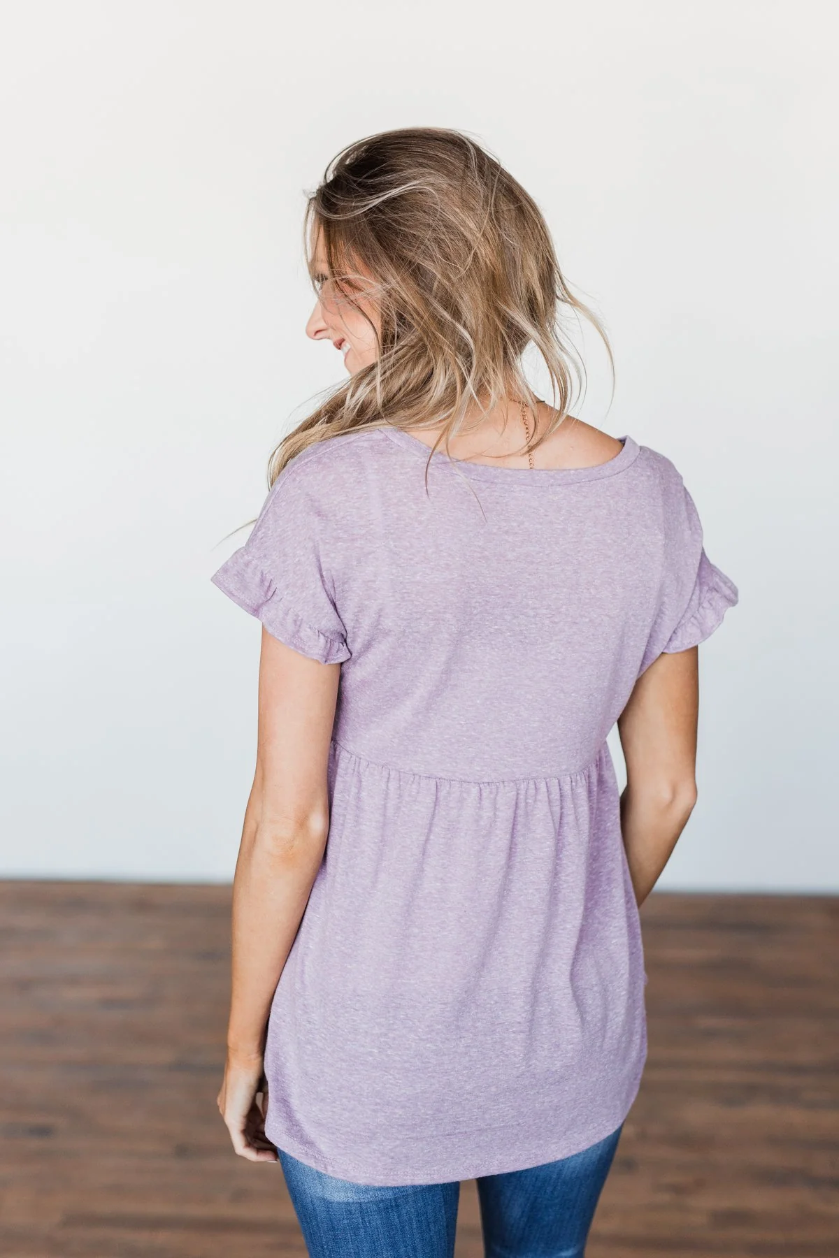 Write This Down Babydoll Top- Heathered Lilac - Image 10