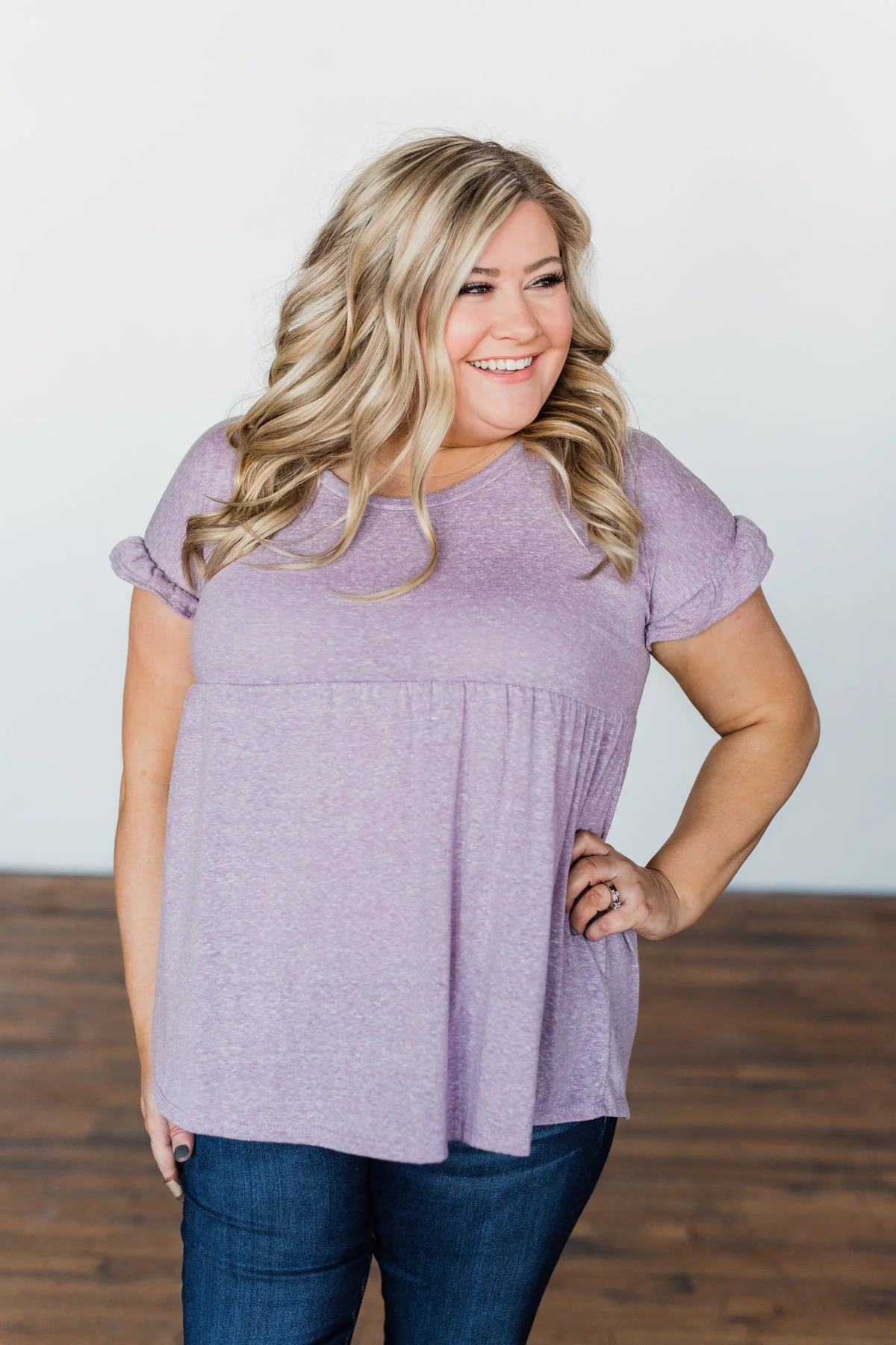 Write This Down Babydoll Top- Heathered Lilac - Image 4