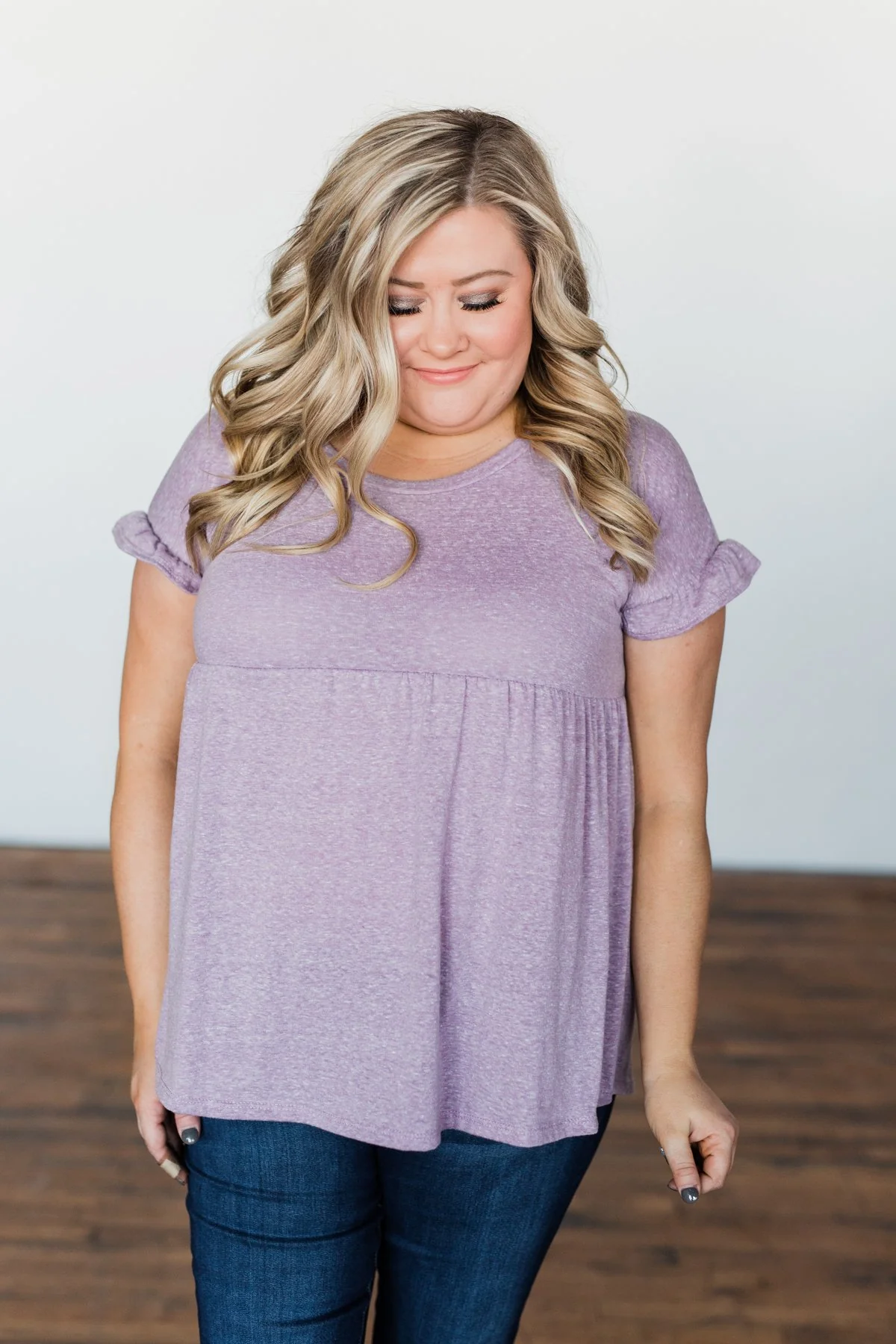 Write This Down Babydoll Top- Heathered Lilac - Image 7