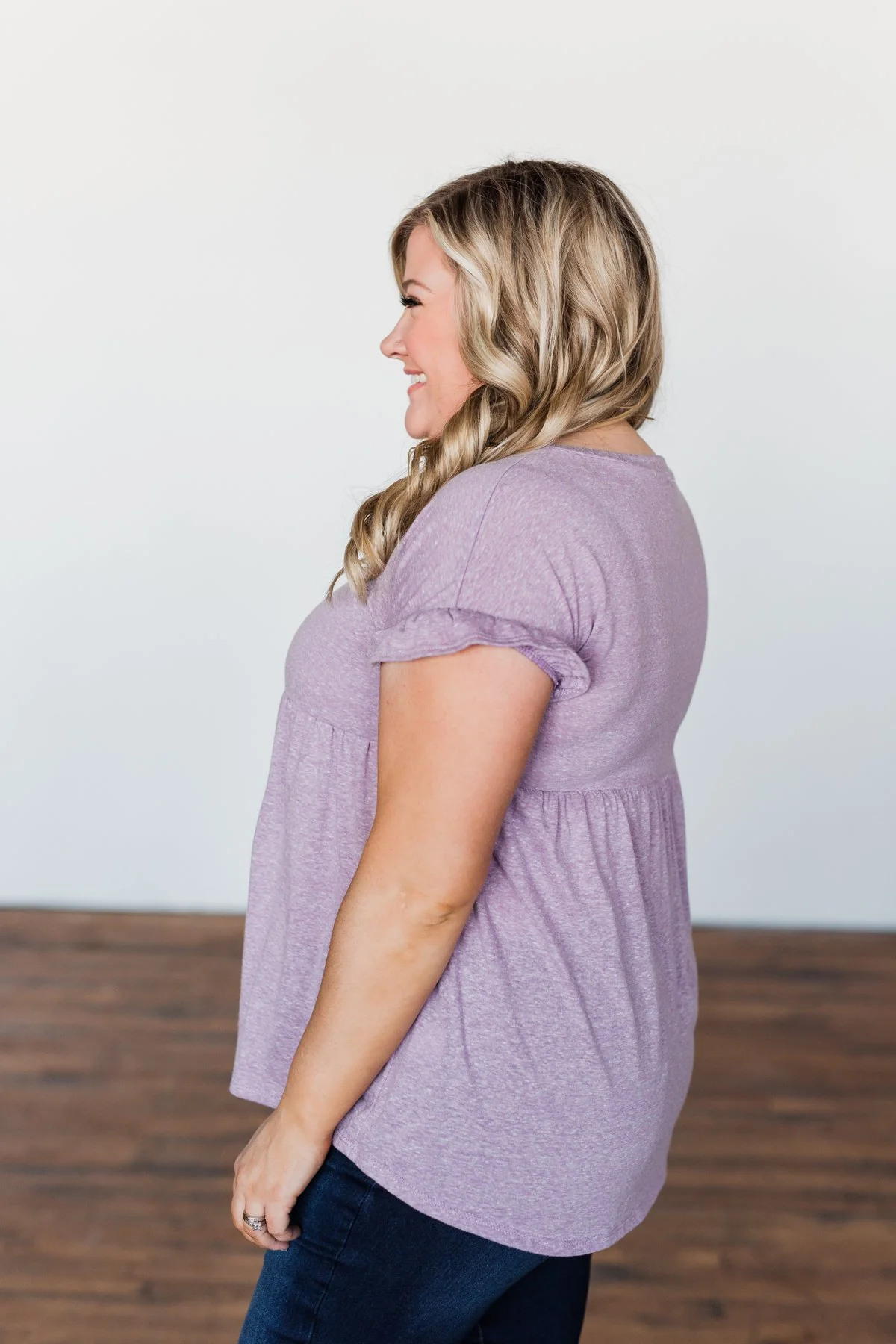 Write This Down Babydoll Top- Heathered Lilac - Image 9