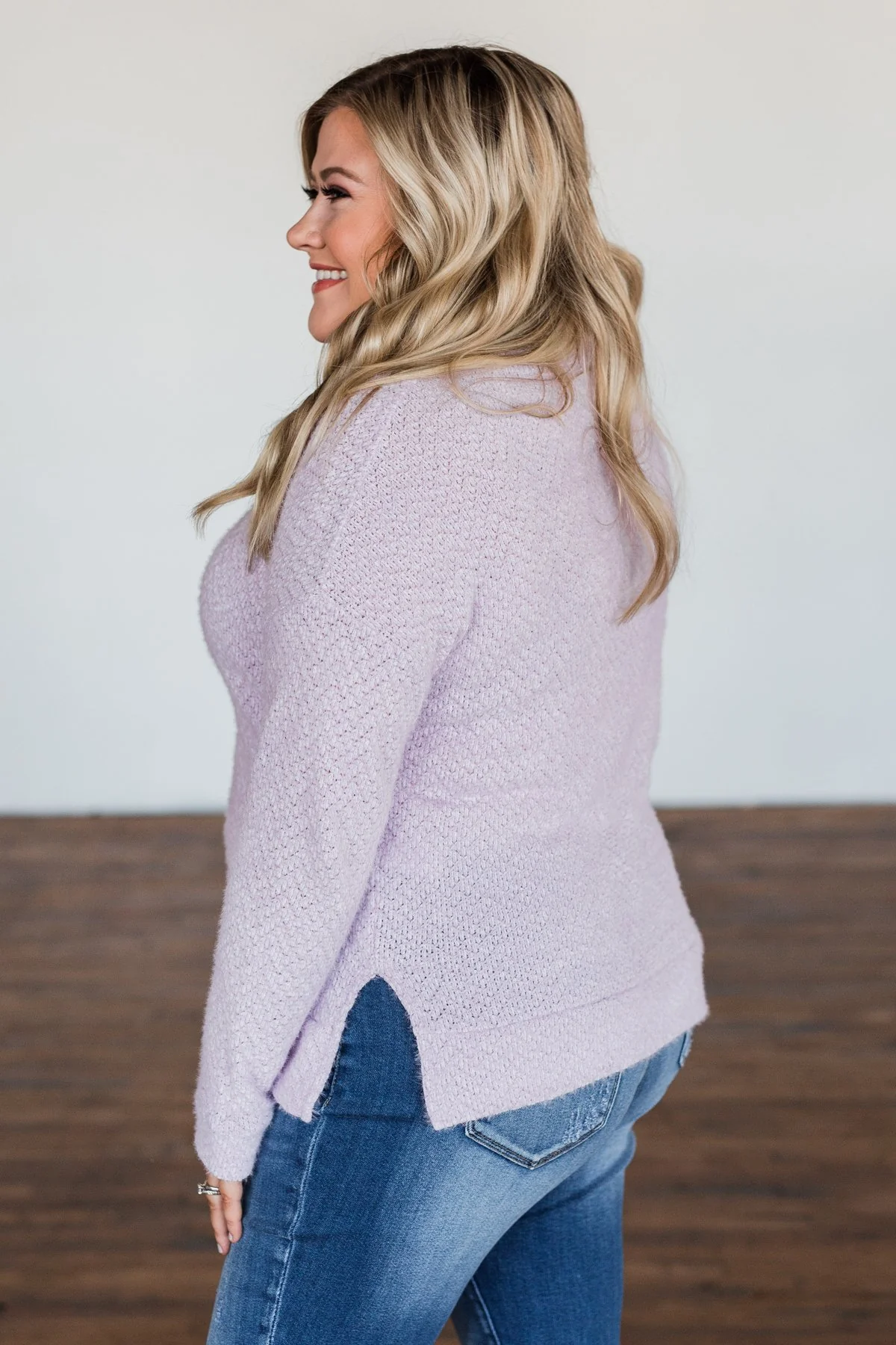 Writing Love Notes Turtle Neck Sweater- Lilac - Image 7