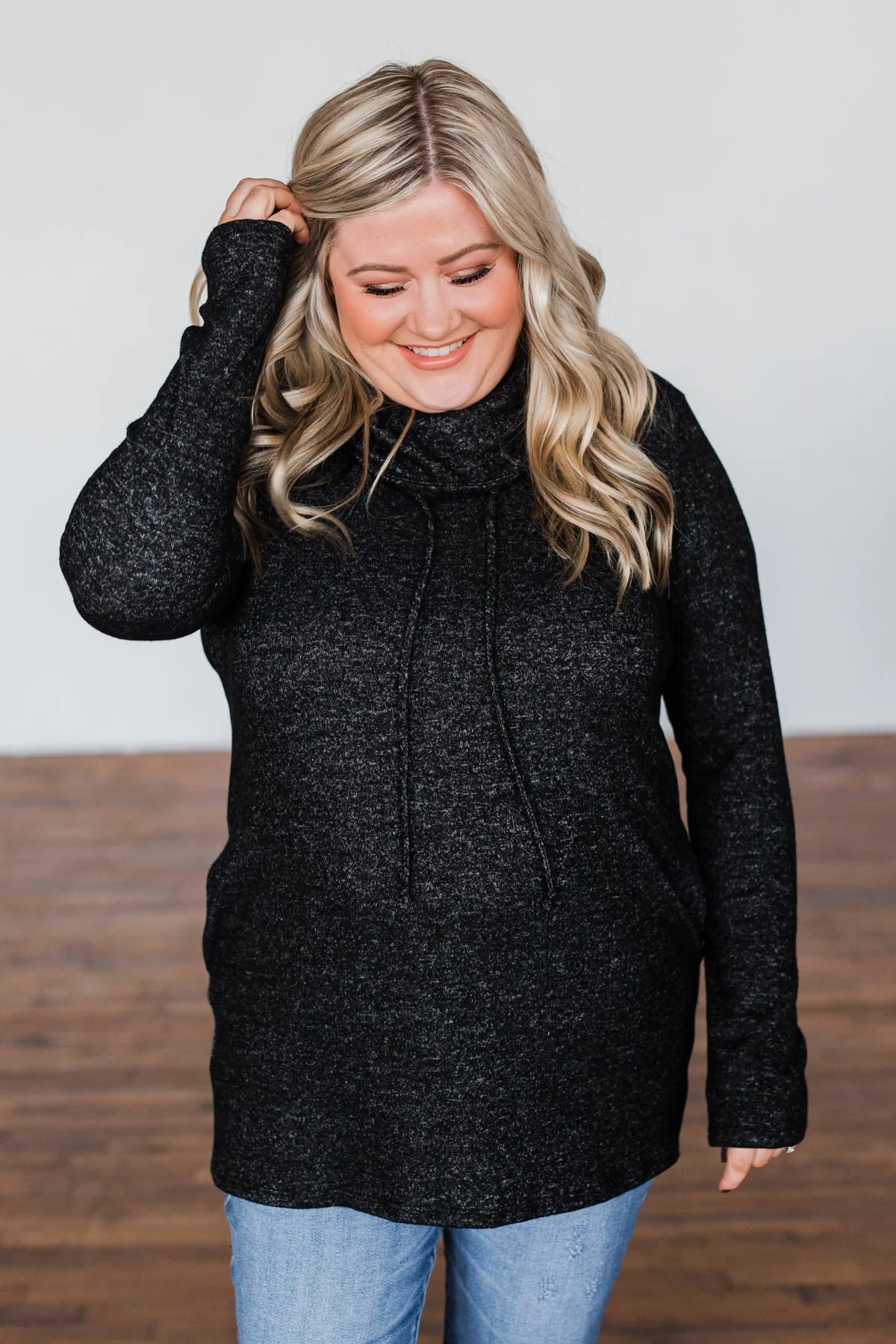 Written In The Stars Cowl Neck Top- Black - Image 3