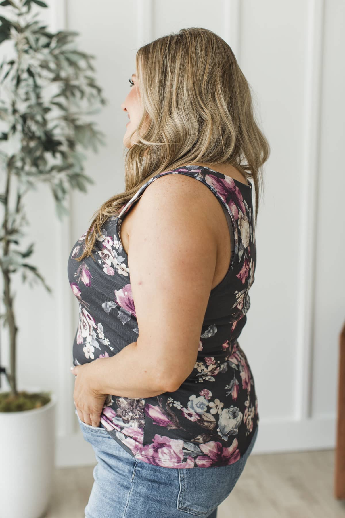 Written With Love Floral Tank Top- Charcoal - Image 6