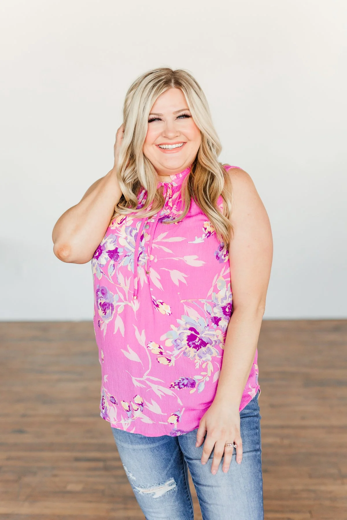 Yearning For You Sleeveless Blouse- Pink - Image 2