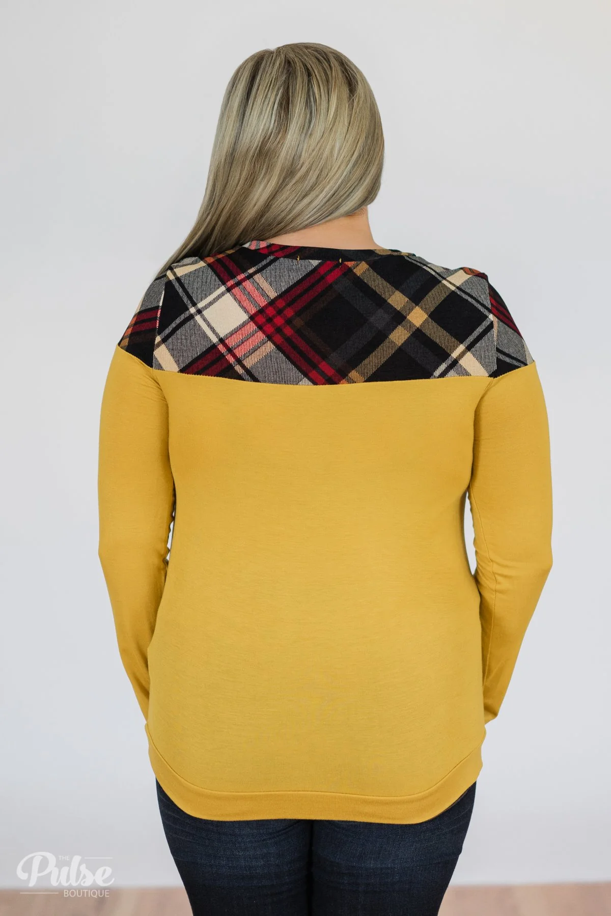 Yellow & Plaid Long Sleeve Top - Image 8