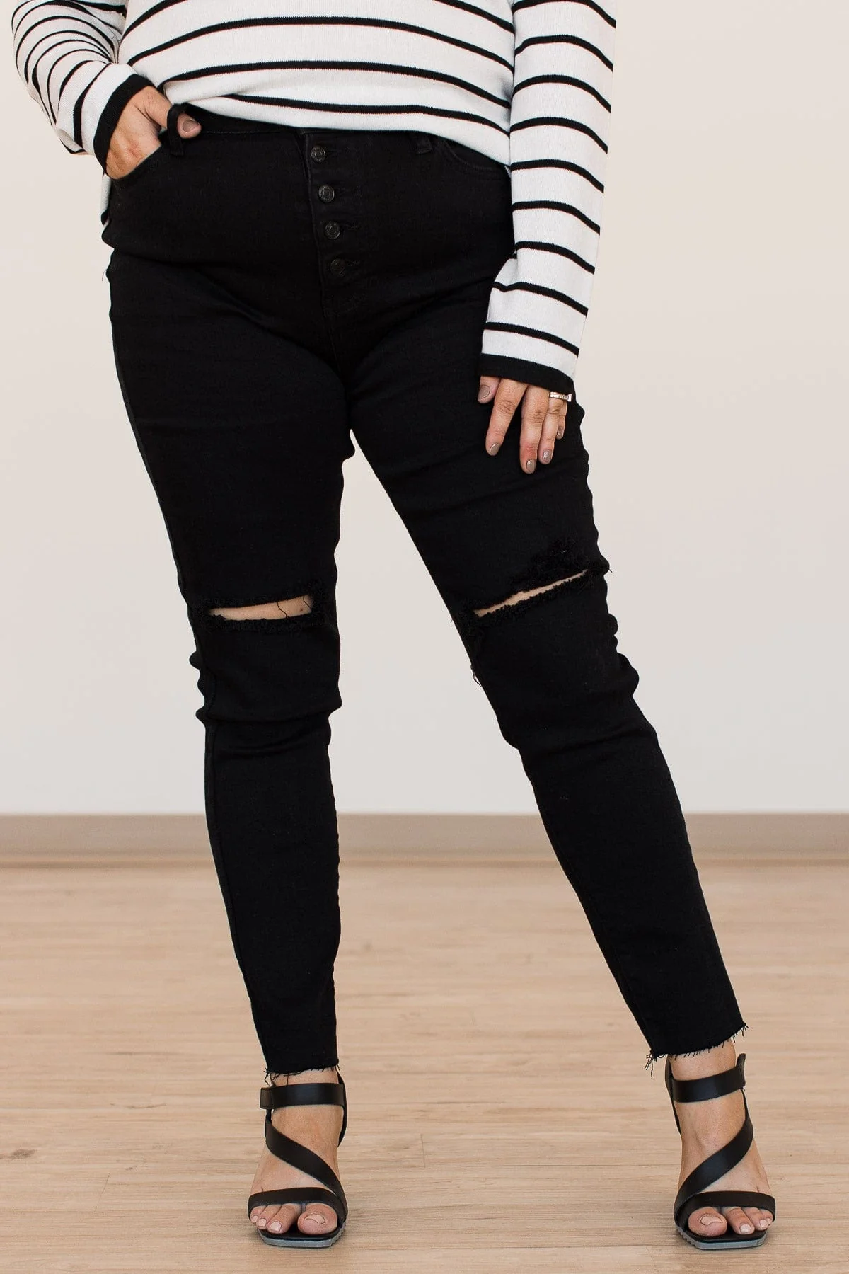 YMI Button Fly Skinny Jeans- Gemma Wash - Image 2