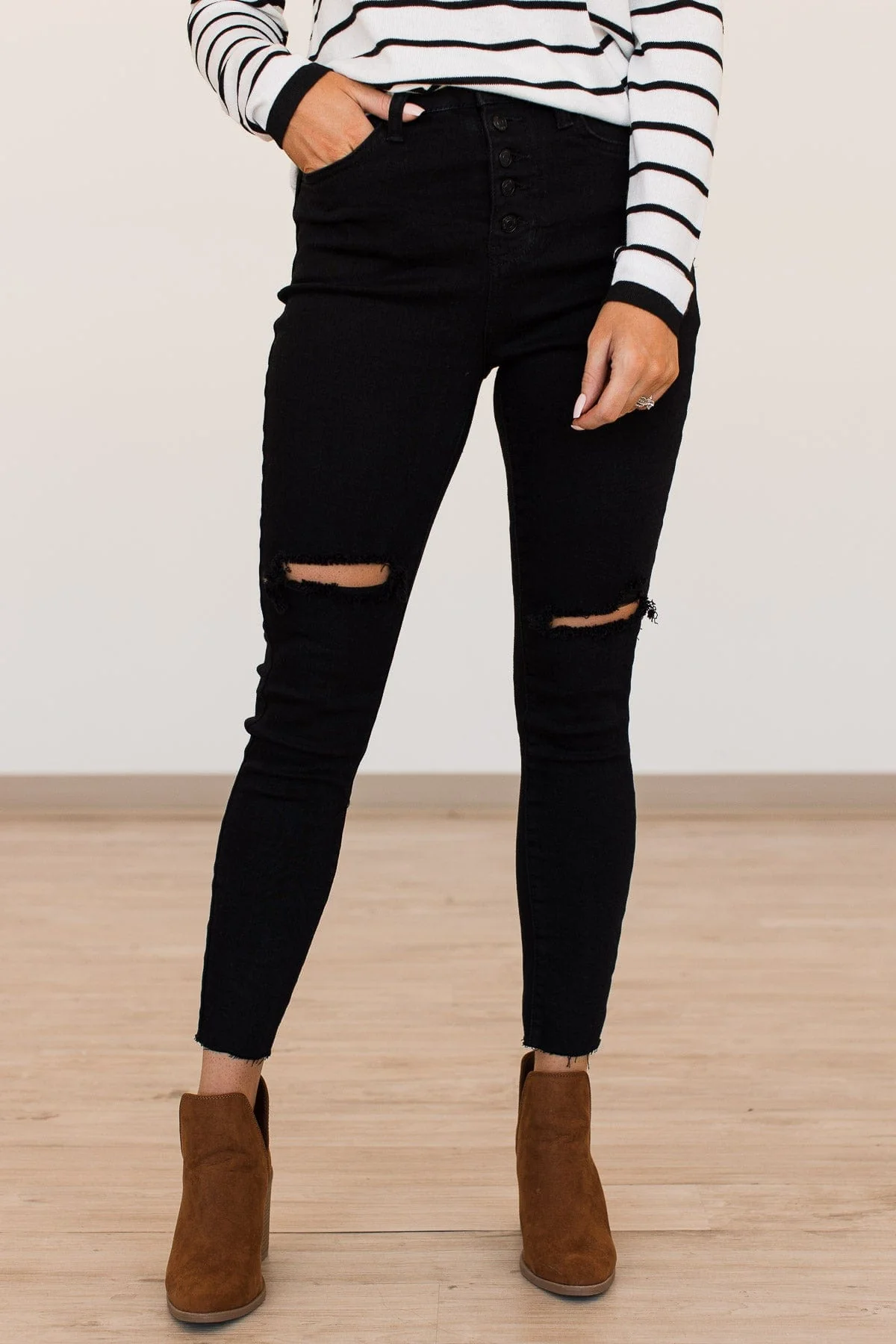 YMI Button Fly Skinny Jeans- Gemma Wash - Image 3