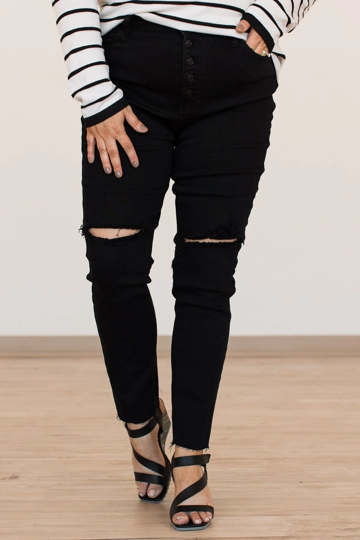 YMI Button Fly Skinny Jeans- Gemma Wash - Image 4