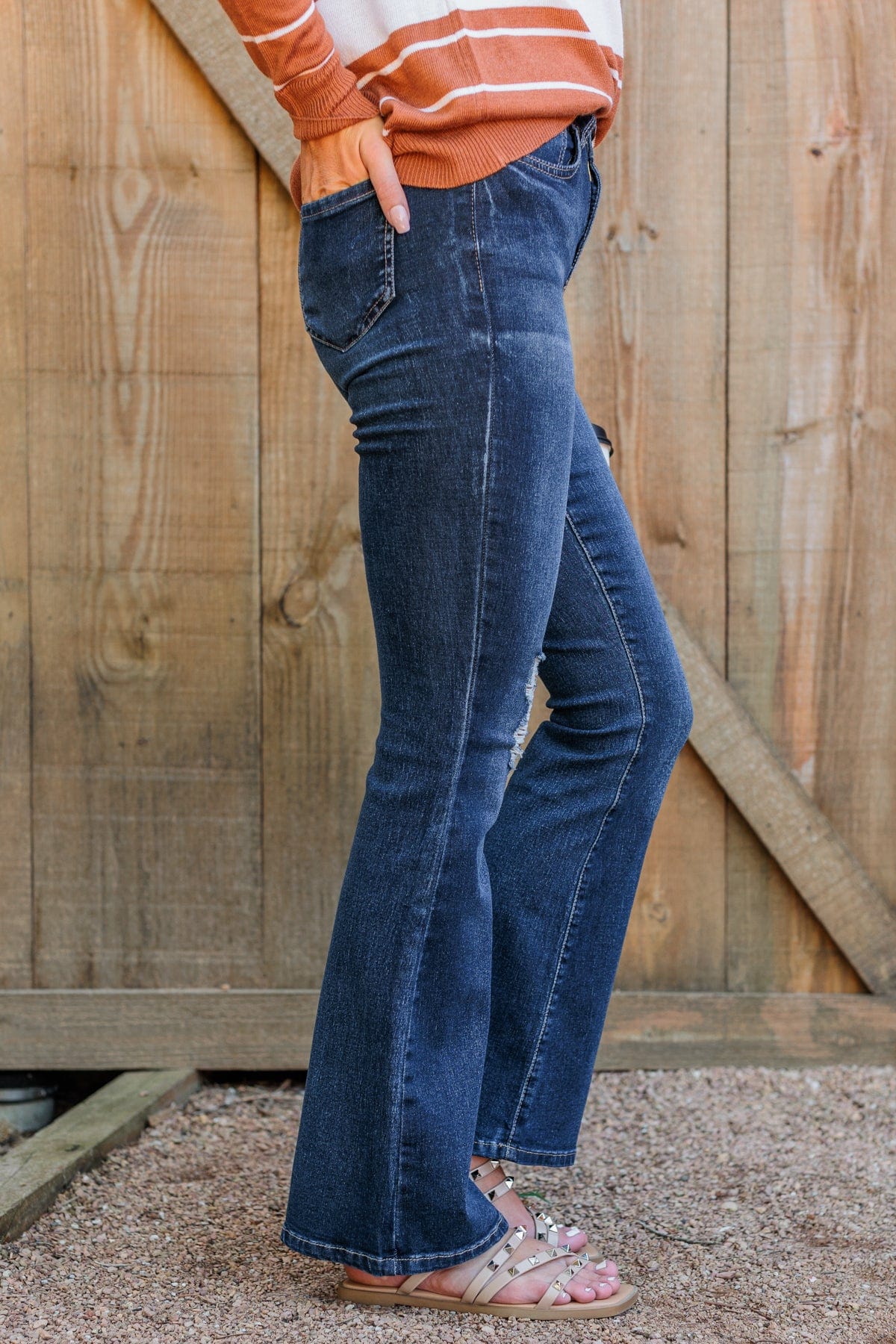 YMI Distressed Flare Jeans- Millie Wash - Image 10