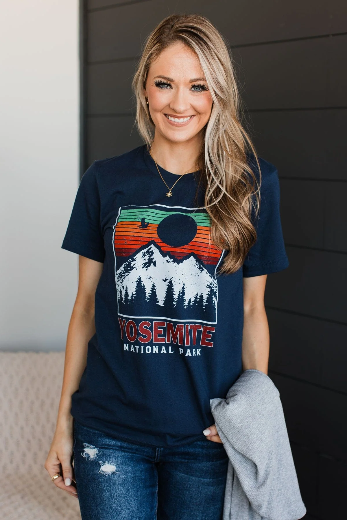 Yosemite National Park Graphic Tee- Navy - Image 2