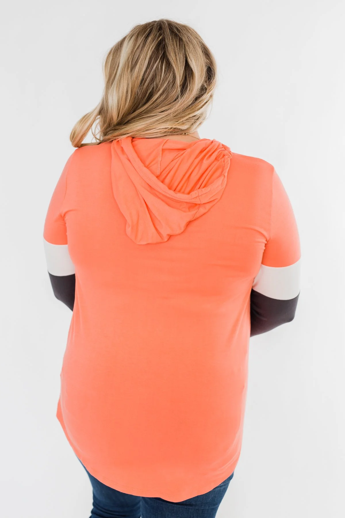 You And I Long Sleeve Hoodie- Coral & Charcoal - Image 9