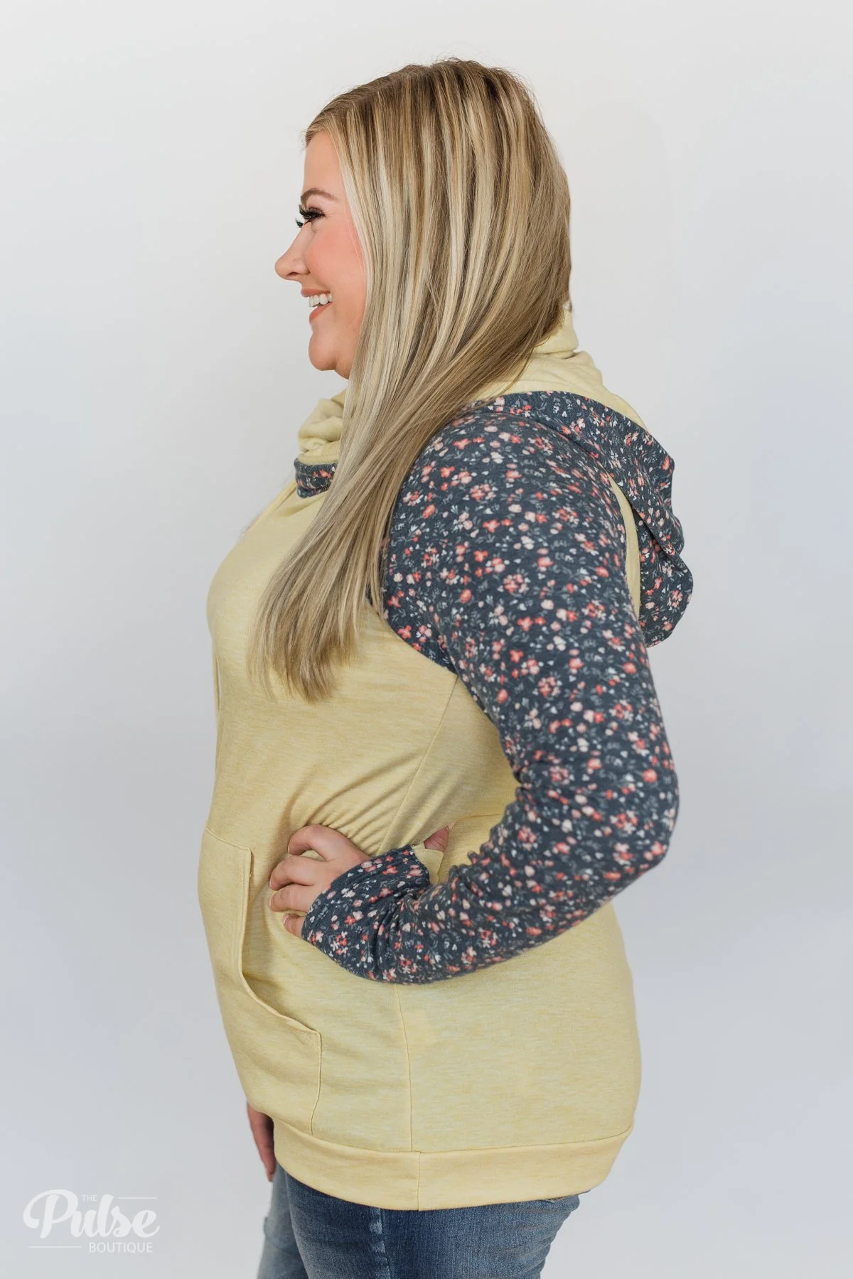 You Are My Sunshine Floral Hoodie- Yellow & Navy - Image 11