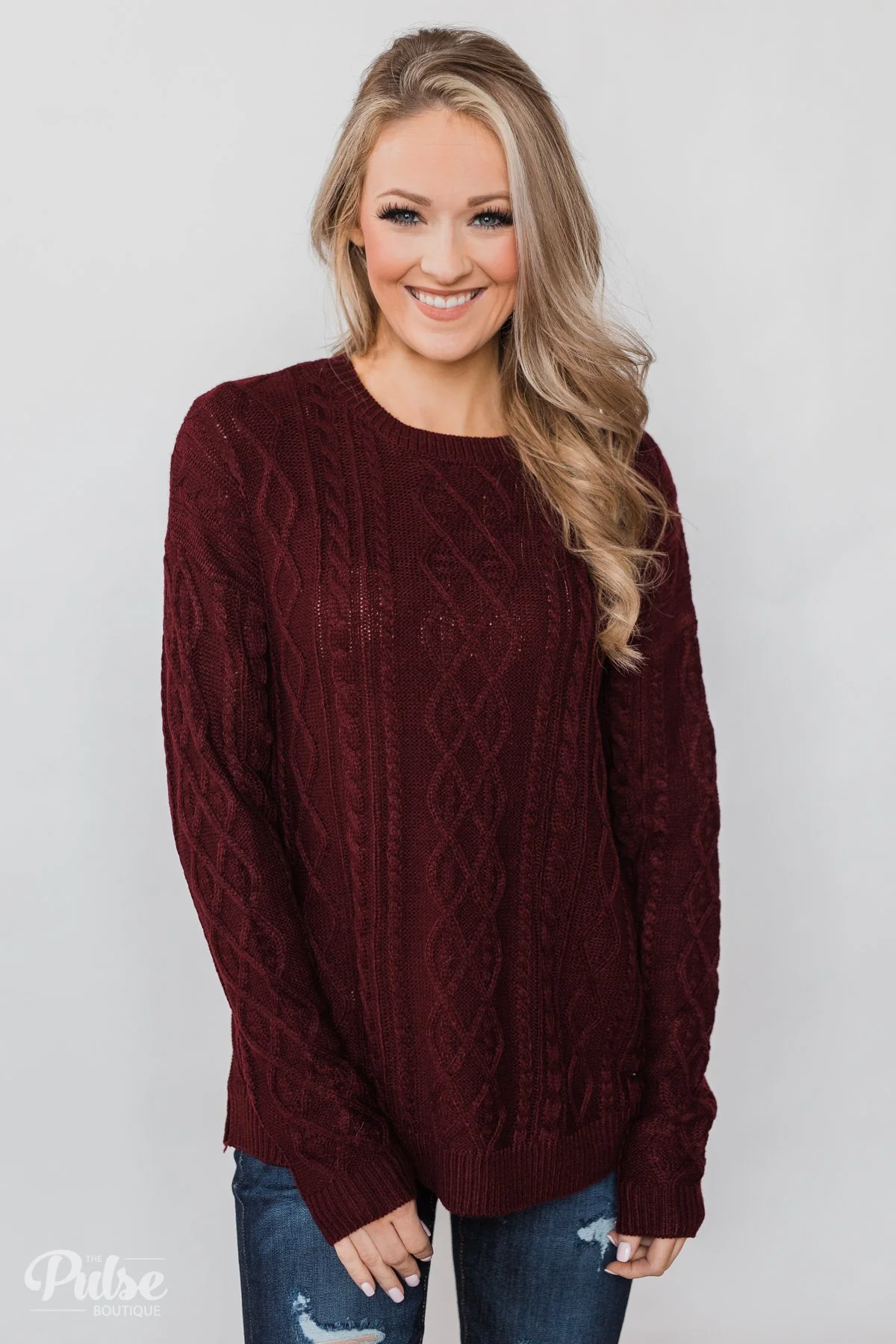 You Belong to Me Knit Sweater- Deep Burgundy